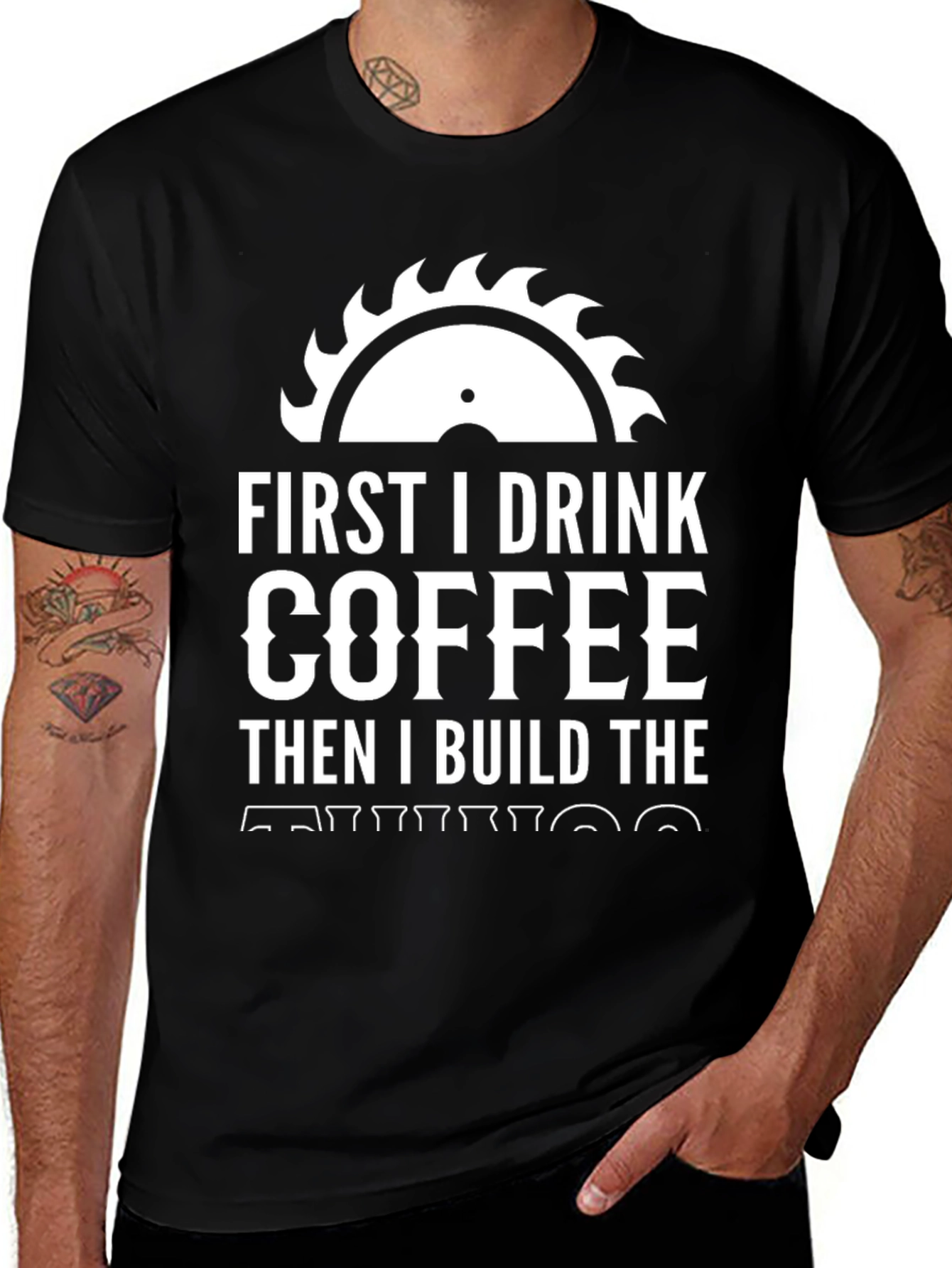Coffee and Building T-Shirt - Black Graphic Tee