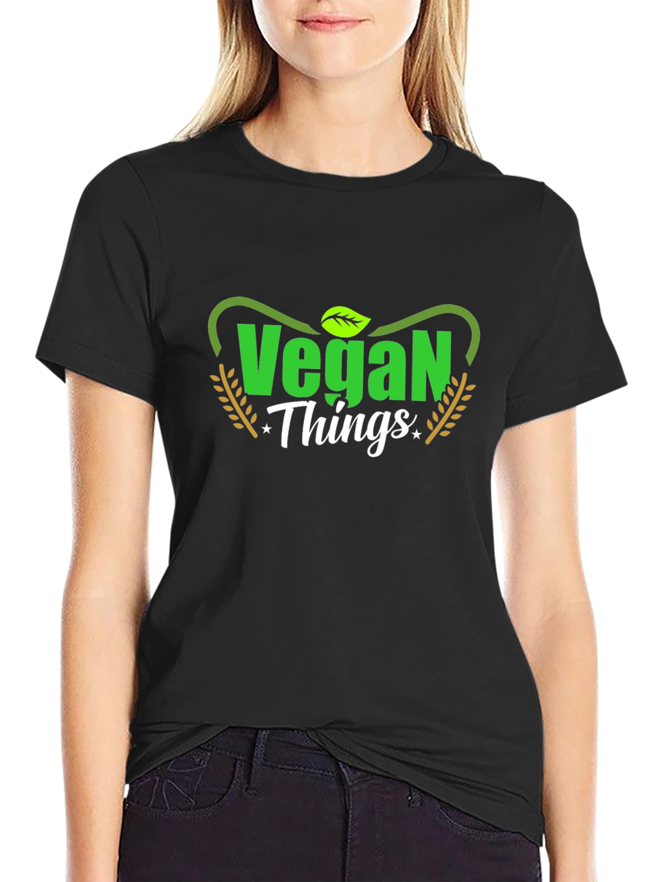 Vegan Things Black Graphic T-Shirt