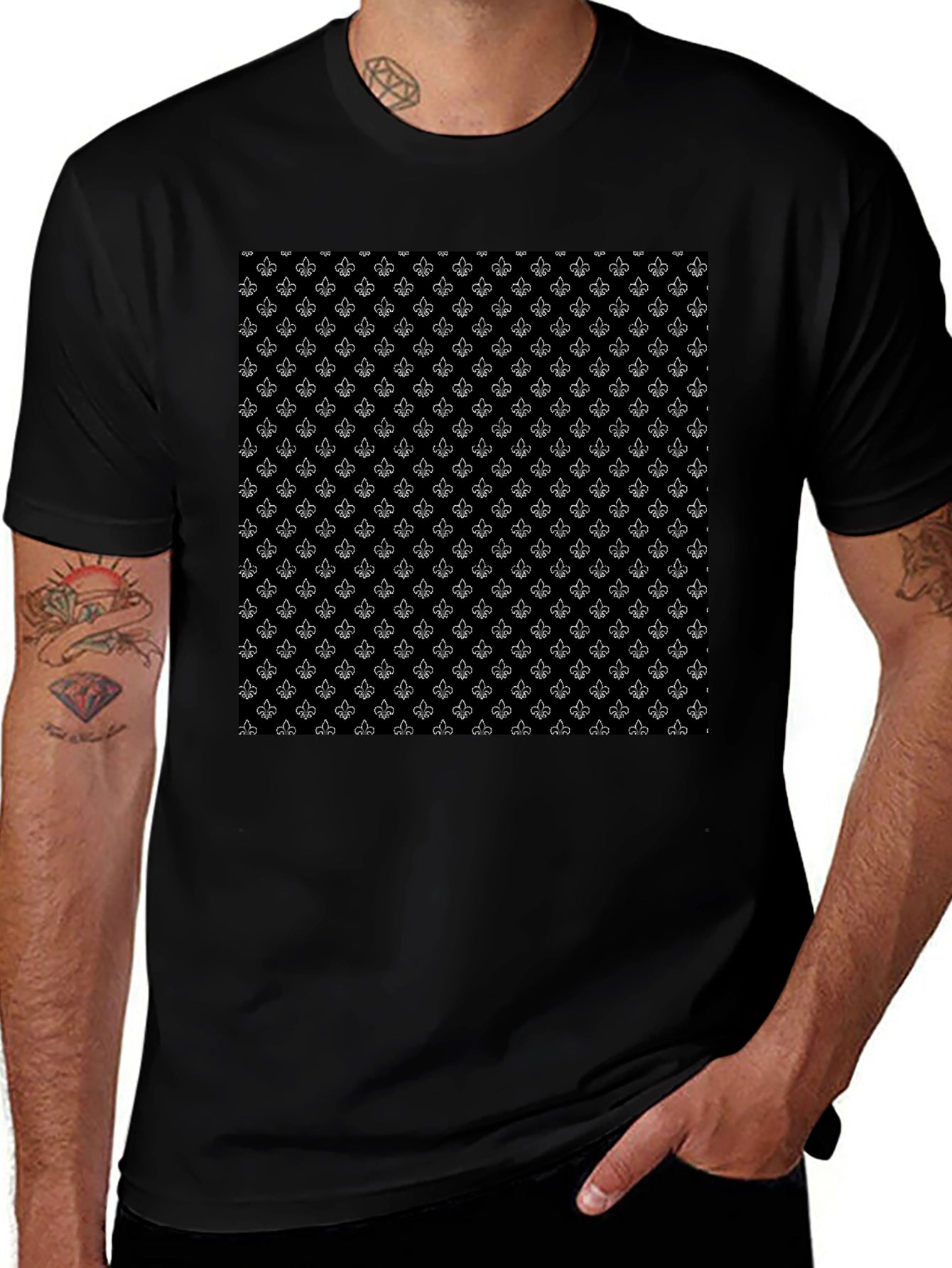 Fleur-de-Lis Pattern T-Shirt - Classic Design
