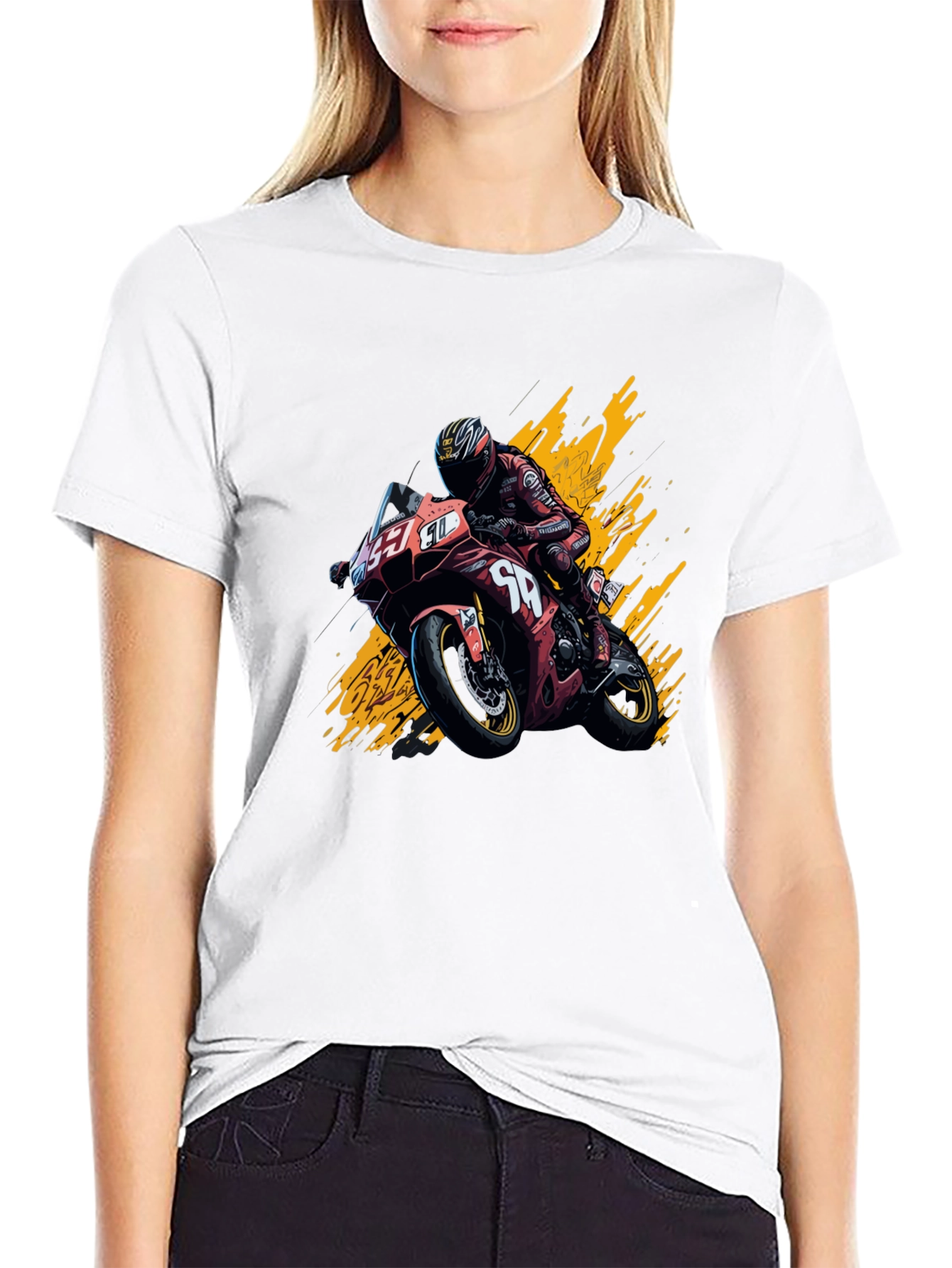Motorcycle Rider Graphic T-Shirt - Black Cotton Tee