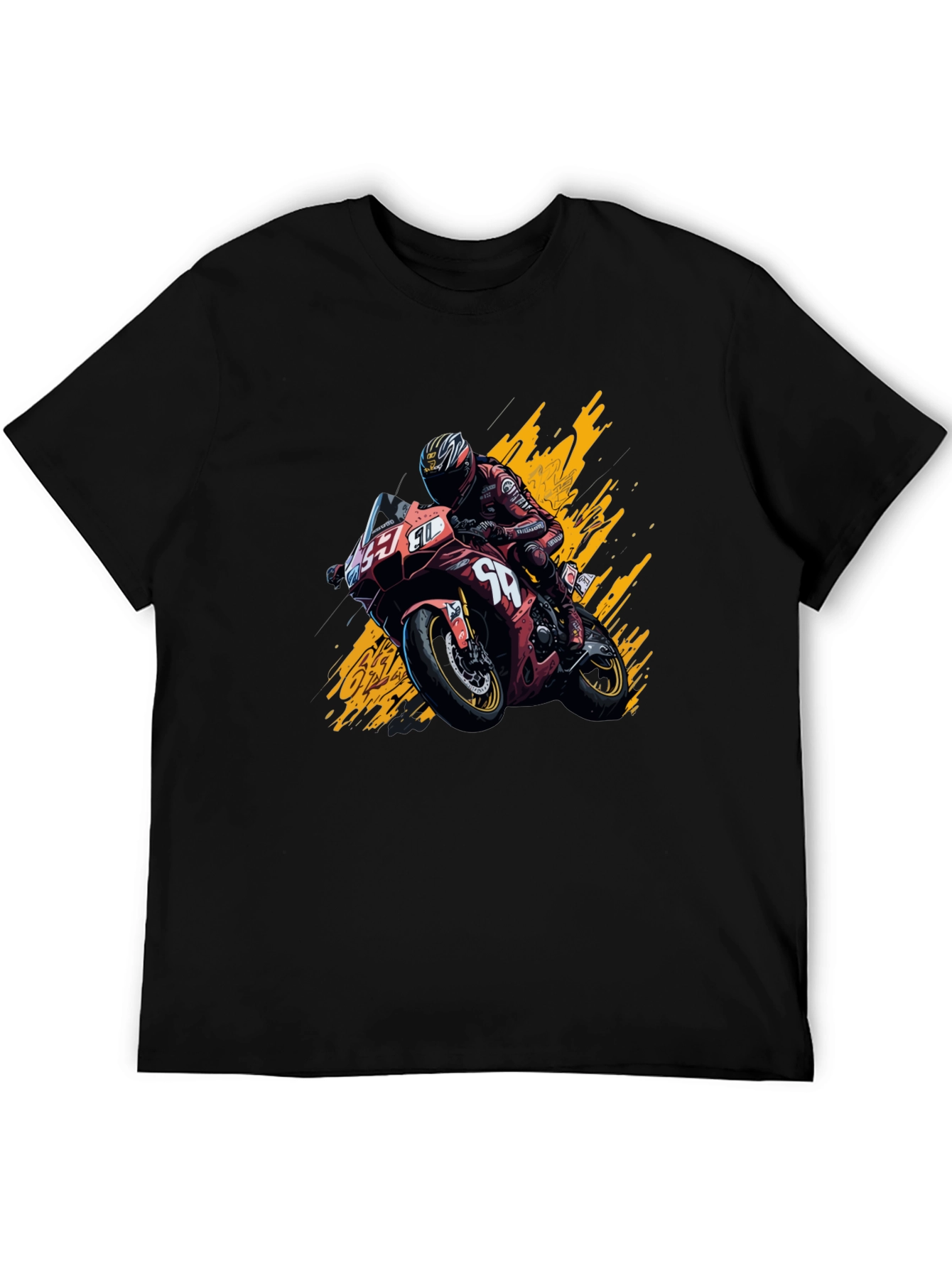 Motorcycle Rider Graphic T-Shirt - Black Cotton Tee