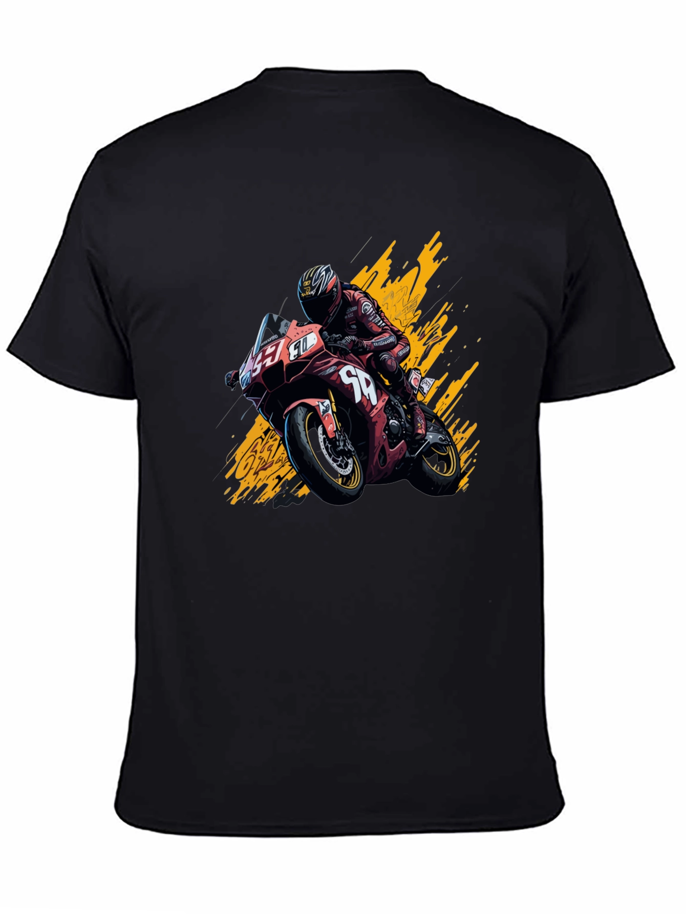 Motorcycle Rider Graphic T-Shirt - Black Cotton Tee