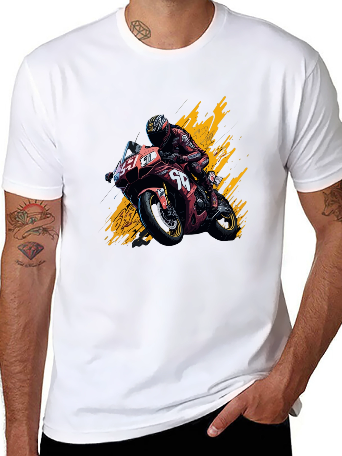 Motorcycle Rider Graphic T-Shirt - Black Cotton Tee