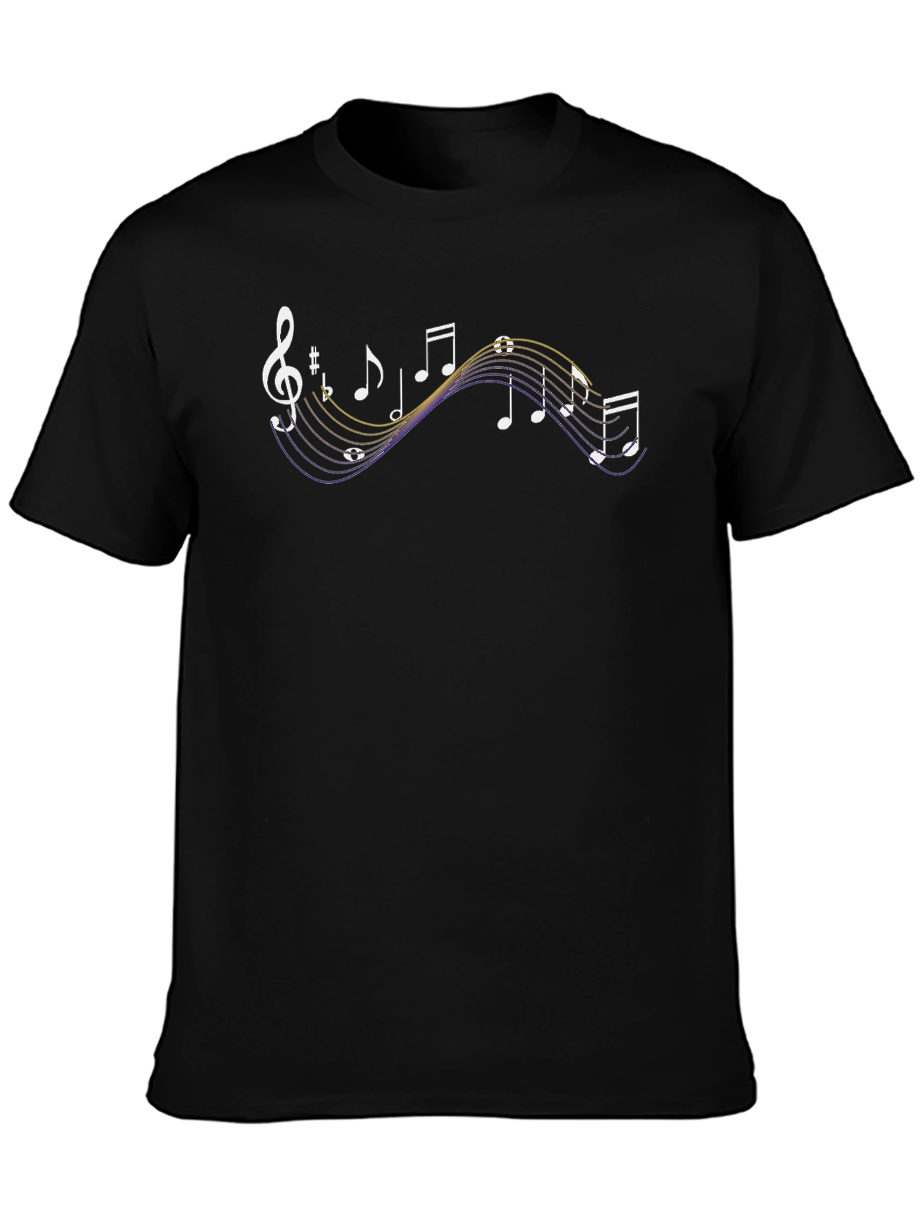 Musical Notes Graphic T-Shirt - Black Cotton Tee