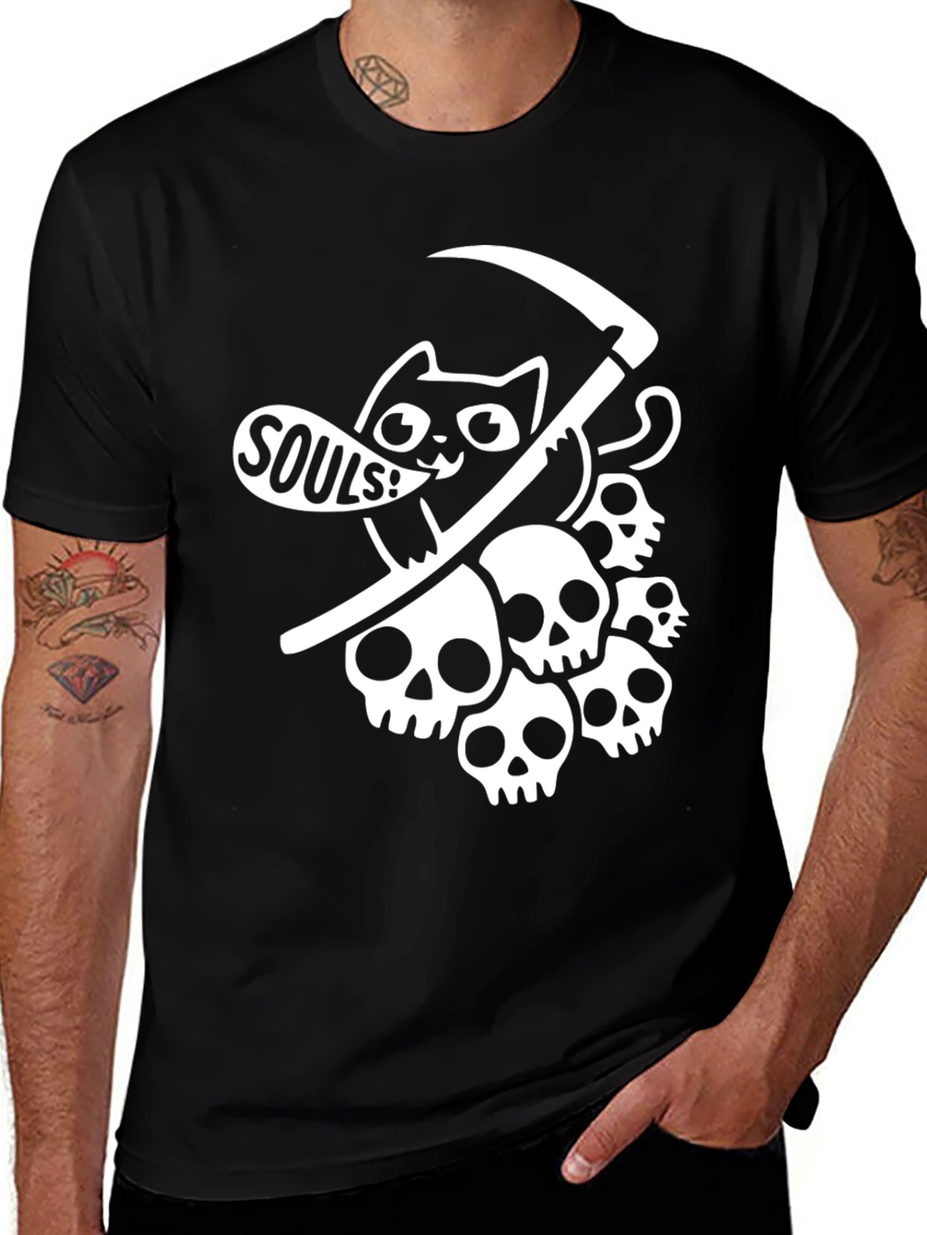 Grim Reaper Cat T-Shirt - Souls!