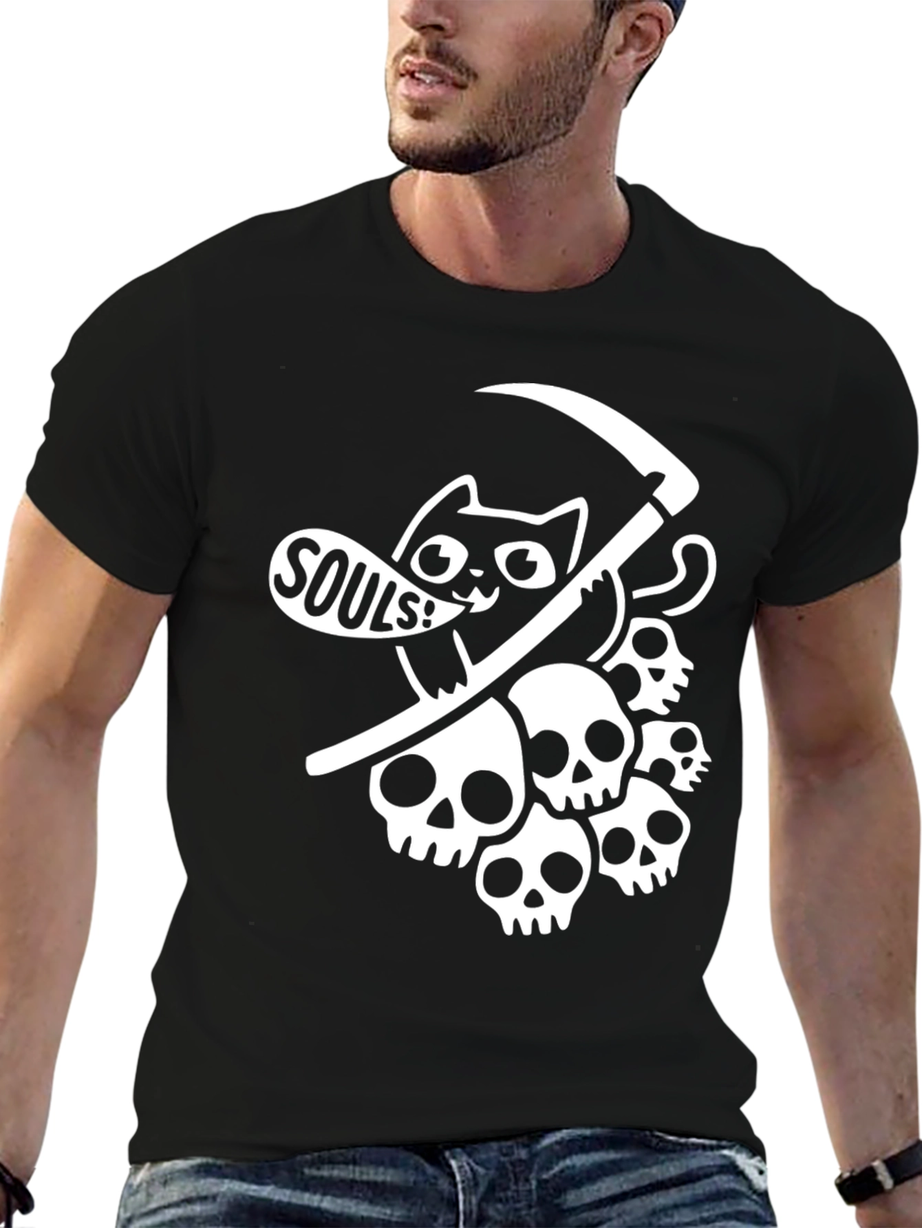 Grim Reaper Cat T-Shirt - Souls!