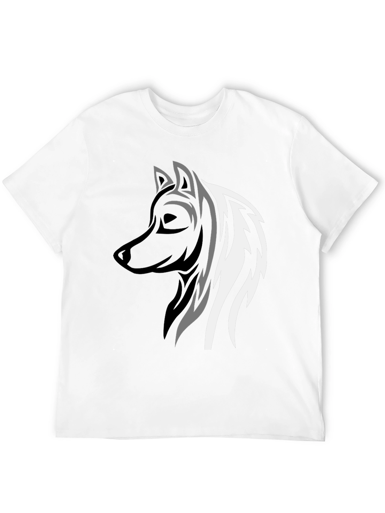 Wolf Graphic Print Tee - Stylish Mens Black T-Shirt