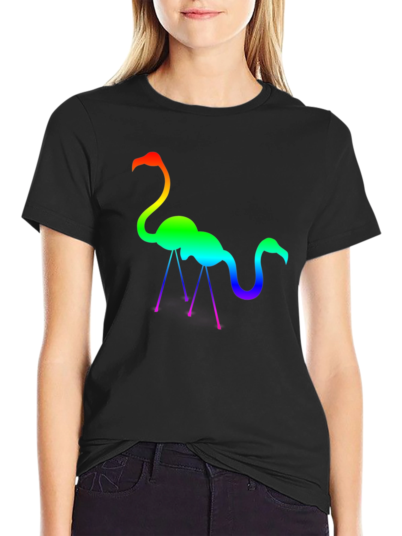 Rainbow Flamingo Graphic Tee - Stylish Cotton T-Shirt