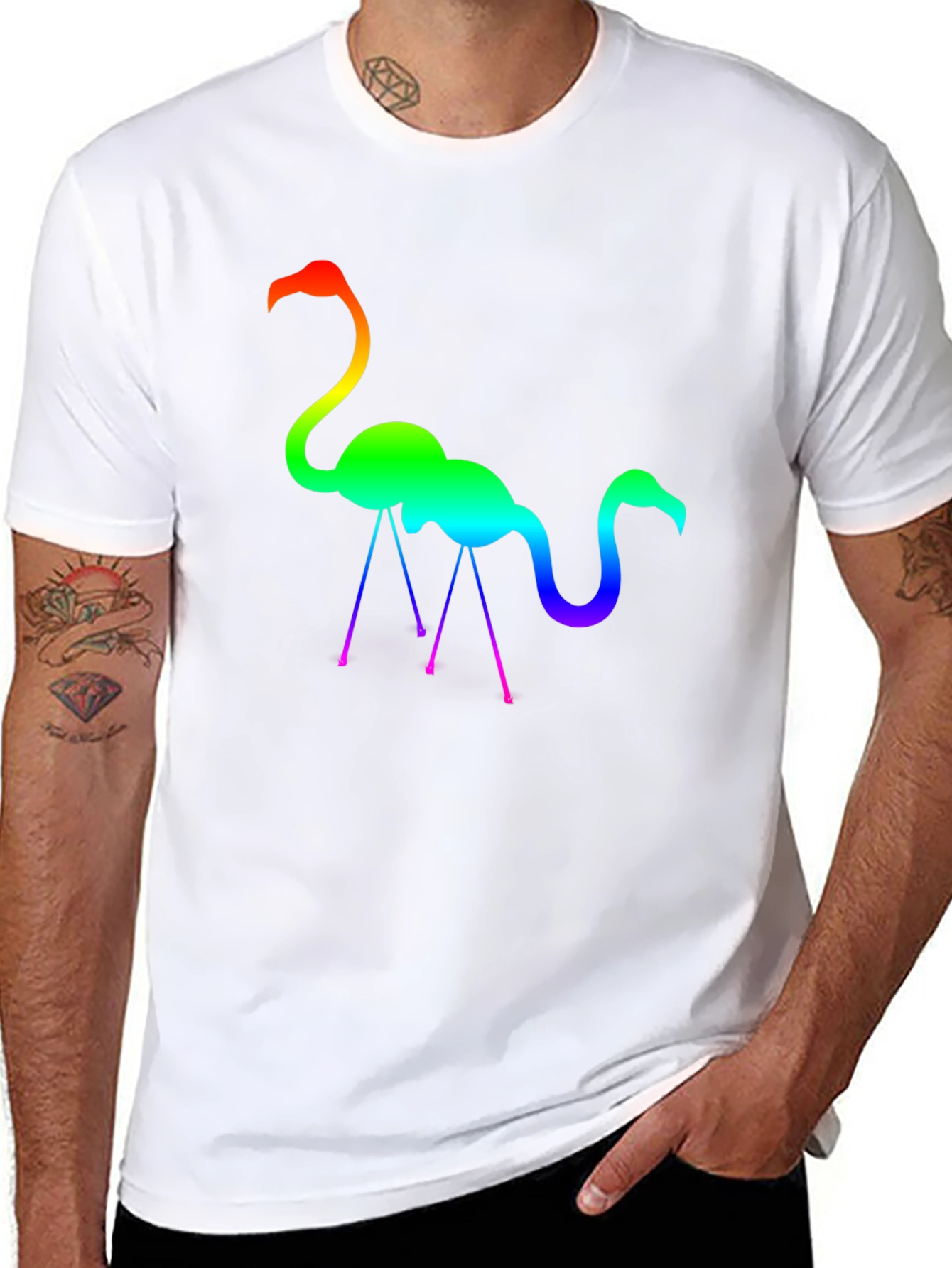 Rainbow Flamingo Graphic Tee - Stylish Cotton T-Shirt