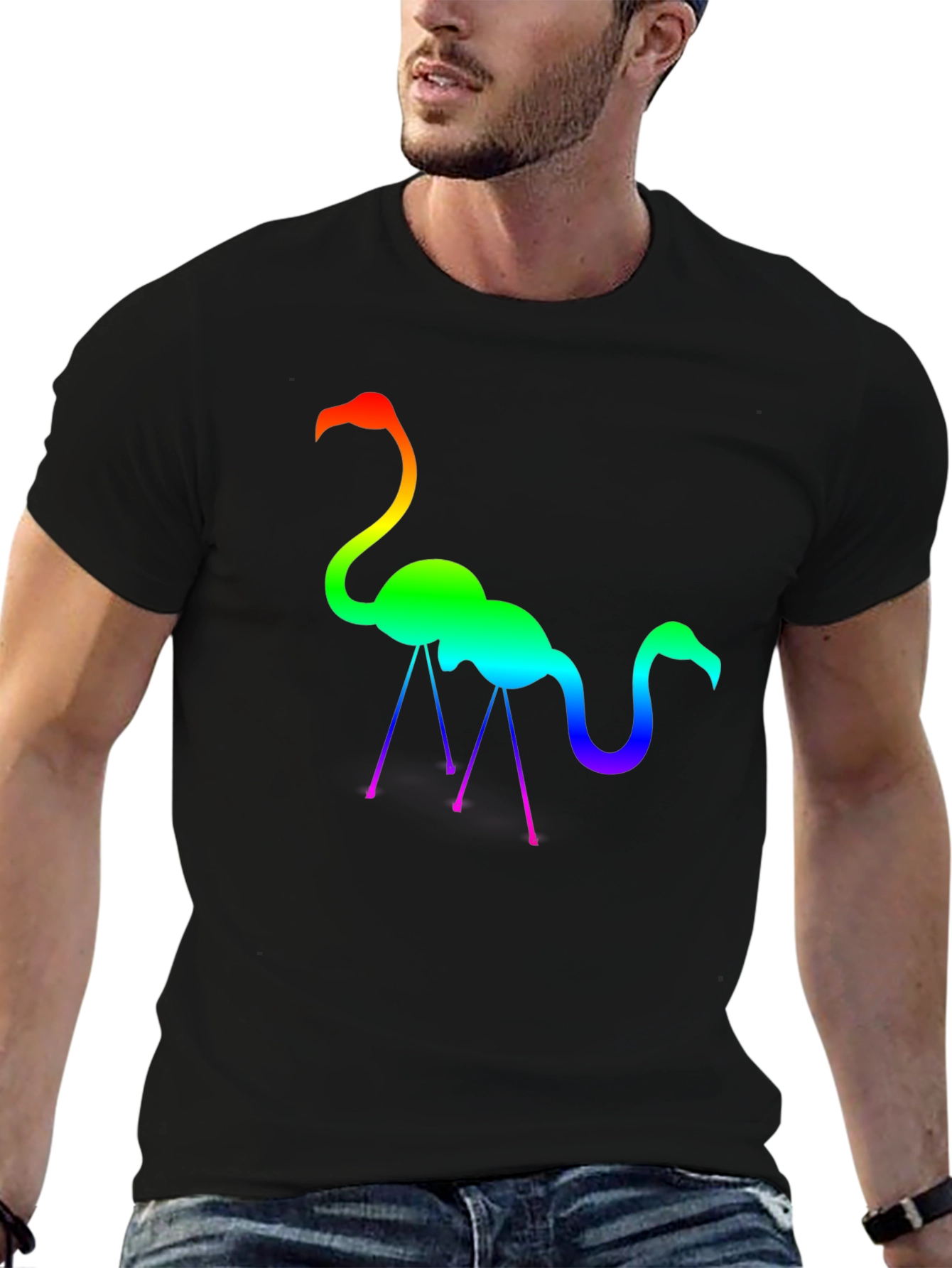 Rainbow Flamingo Graphic Tee - Stylish Cotton T-Shirt