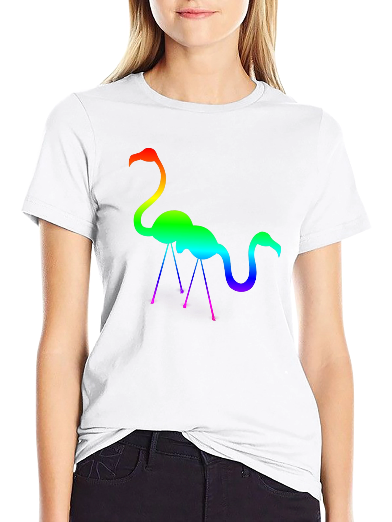 Rainbow Flamingo Graphic Tee - Stylish Cotton T-Shirt