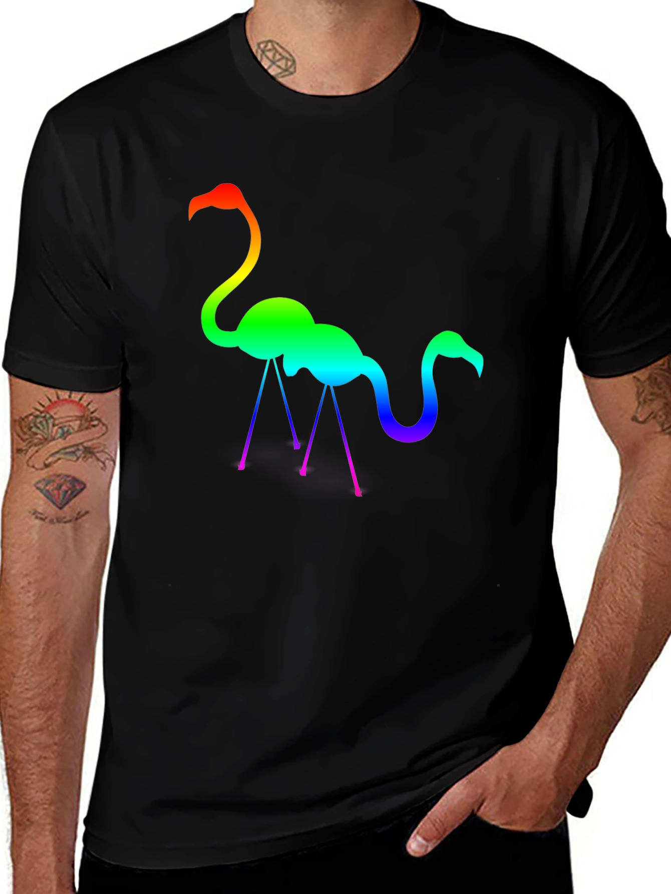 Rainbow Flamingo Graphic Tee - Stylish Cotton T-Shirt