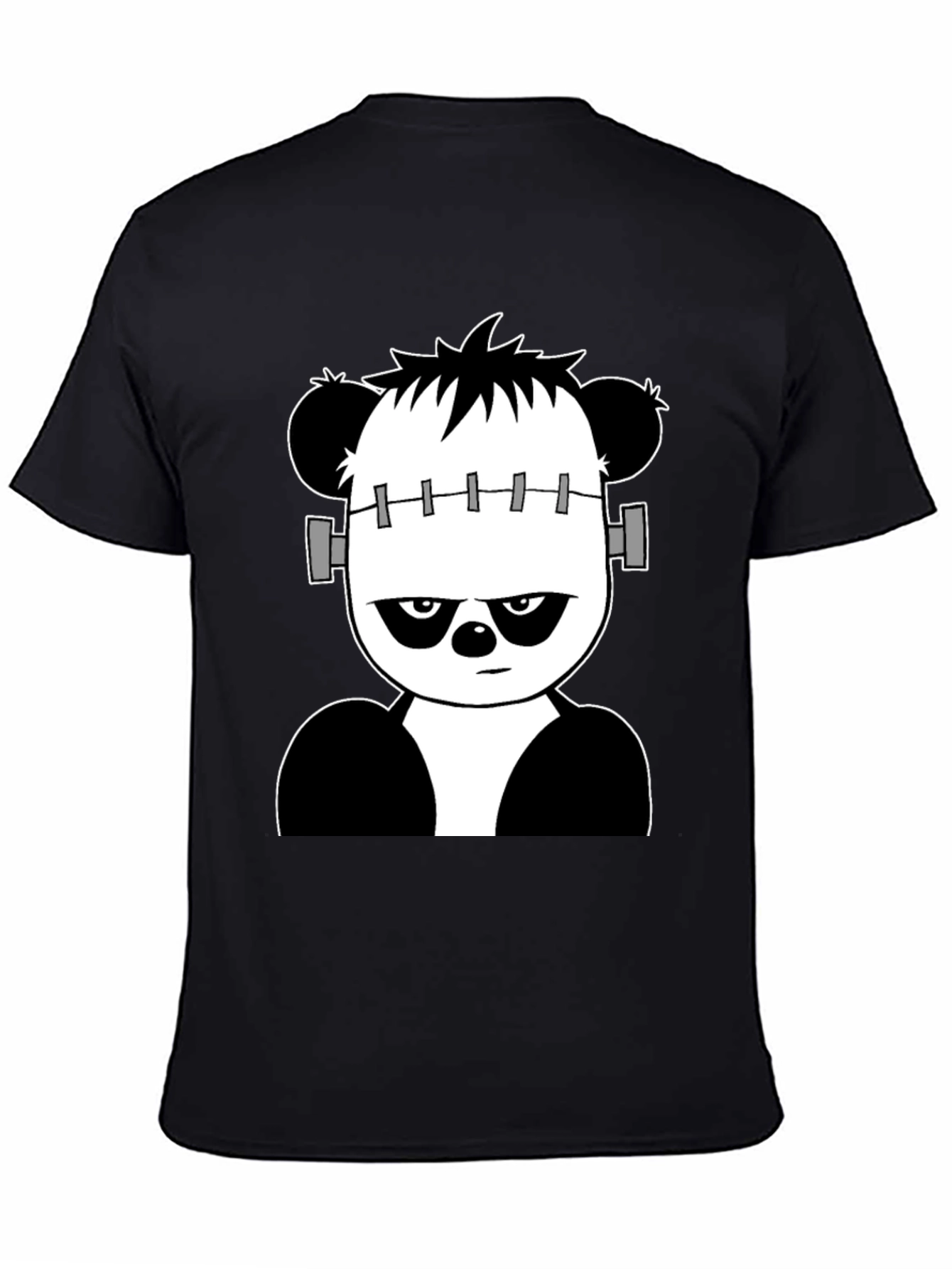 Franken-Panda Graphic Tee - Black Cotton Shirt