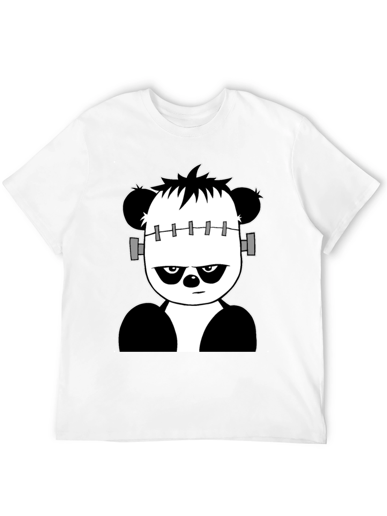 Franken-Panda Graphic Tee - Black Cotton Shirt