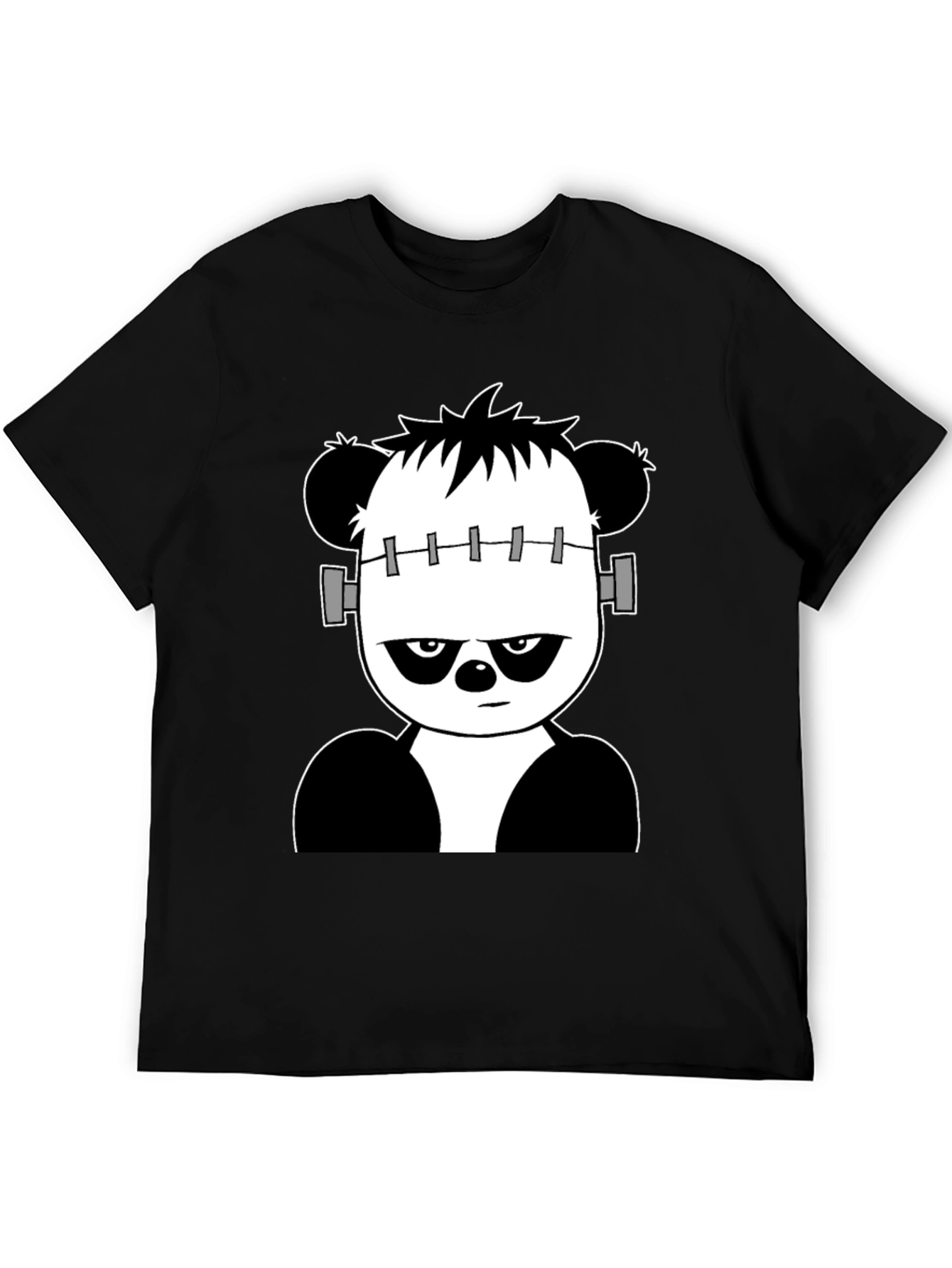 Franken-Panda Graphic Tee - Black Cotton Shirt