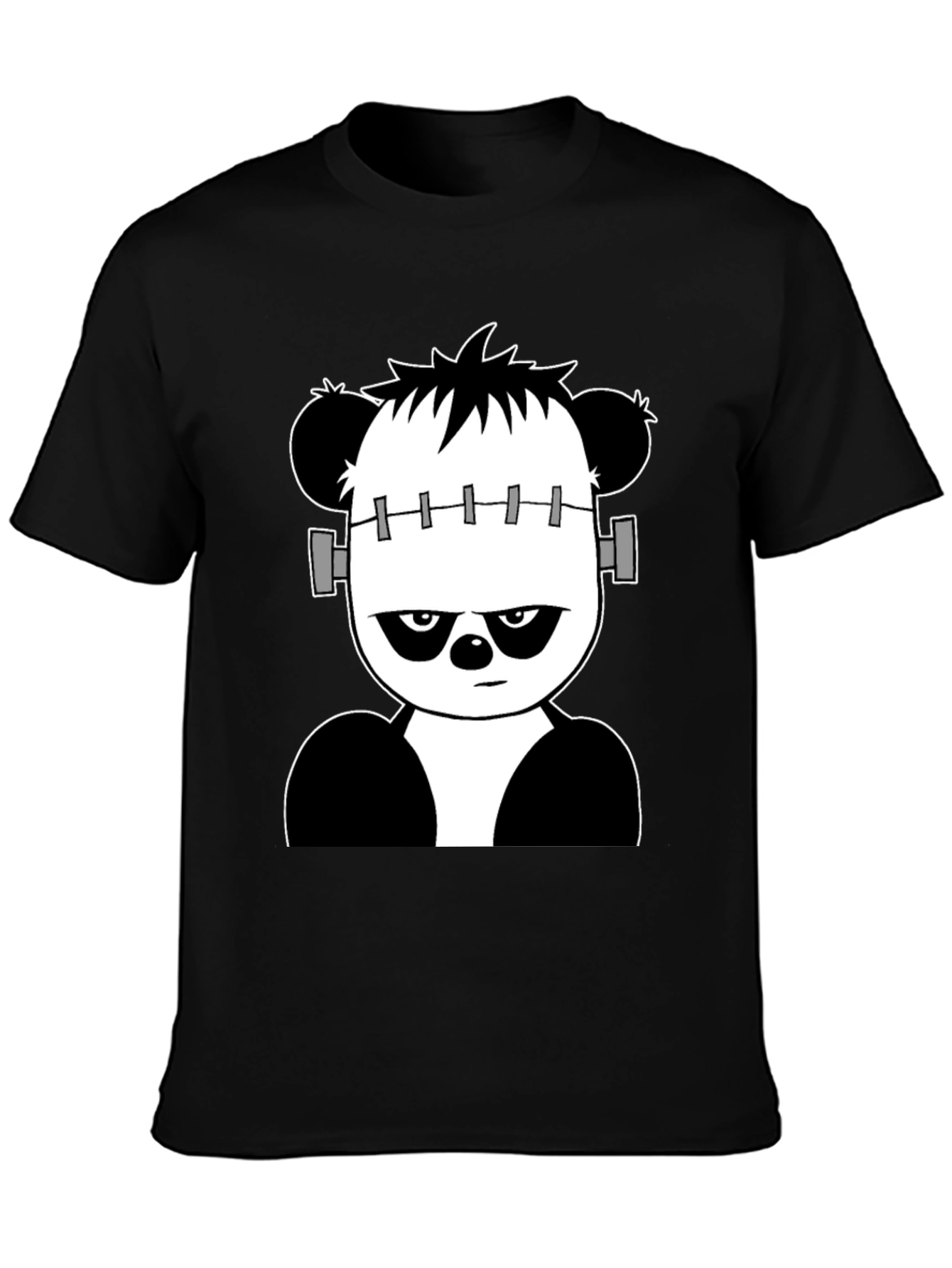 Franken-Panda Graphic Tee - Black Cotton Shirt