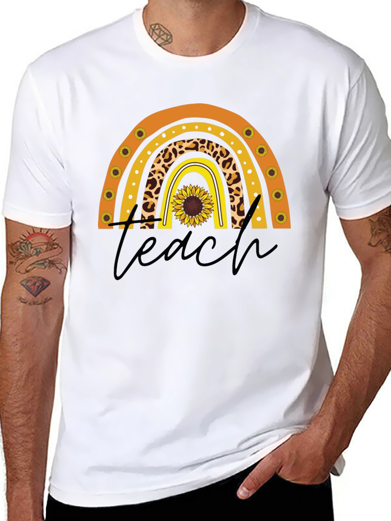 Teacher Sunflower Rainbow T-Shirt