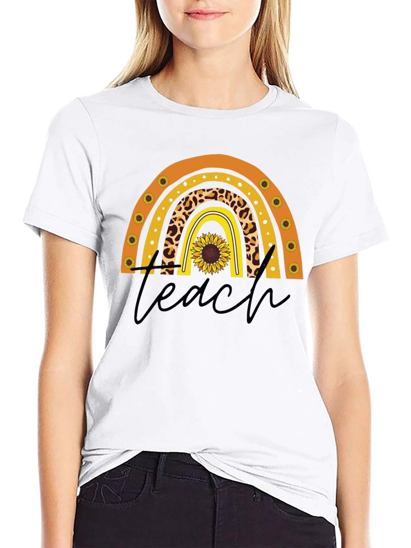 Teacher Sunflower Rainbow T-Shirt