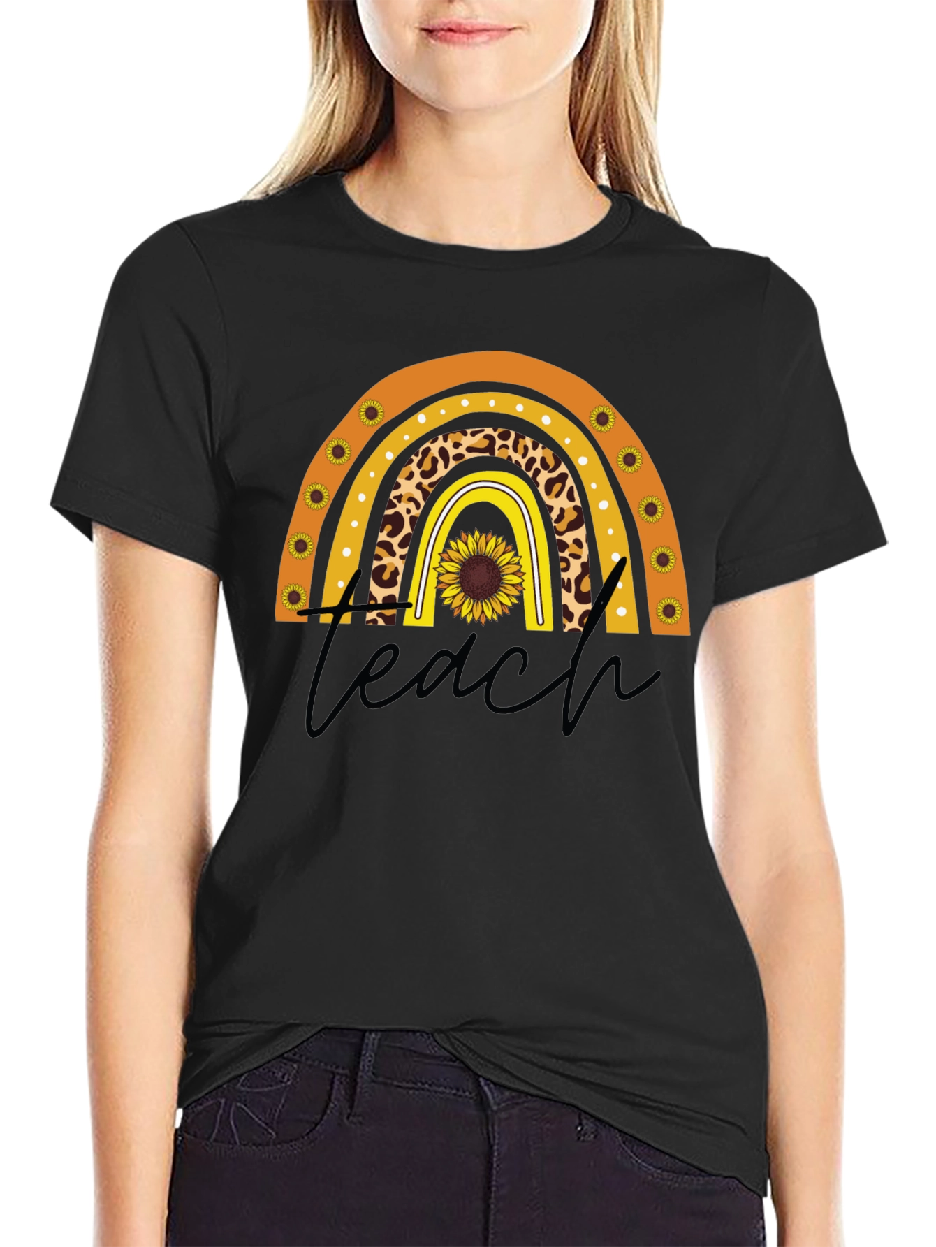 Teacher Sunflower Rainbow T-Shirt