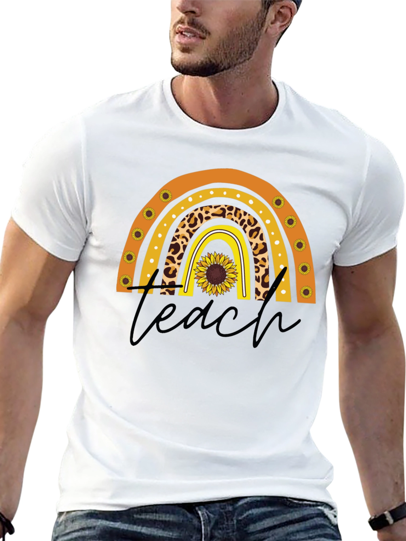 Teacher Sunflower Rainbow T-Shirt