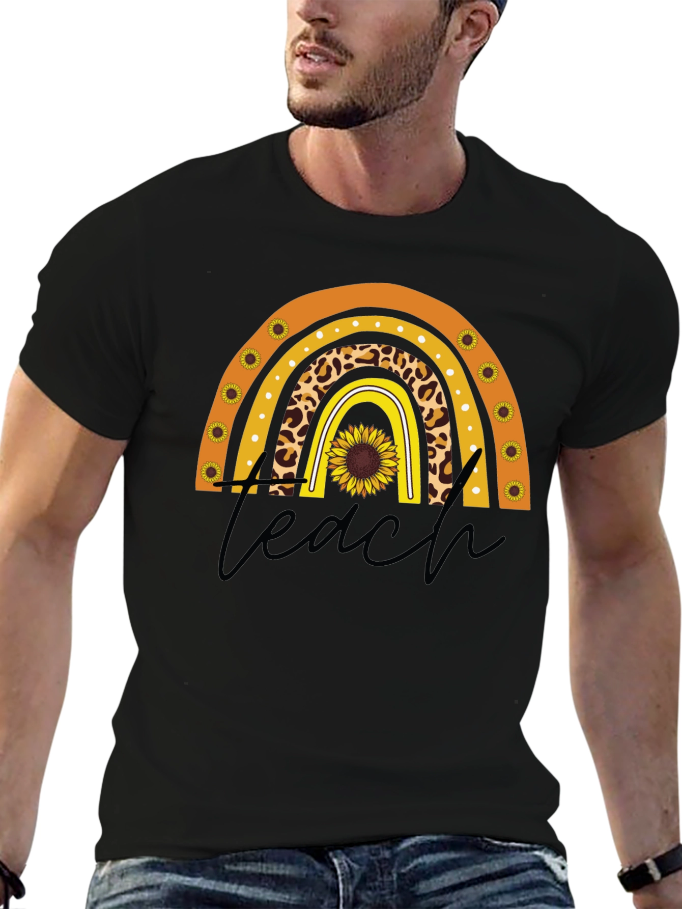 Teacher Sunflower Rainbow T-Shirt