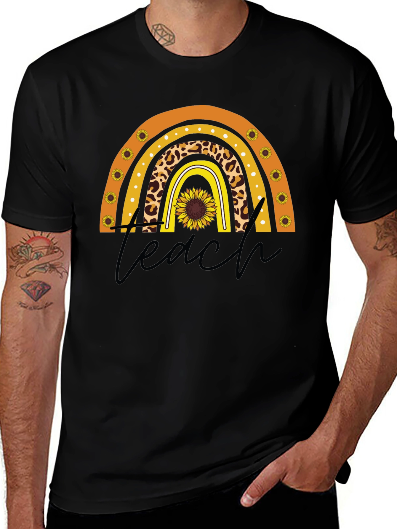 Teacher Sunflower Rainbow T-Shirt