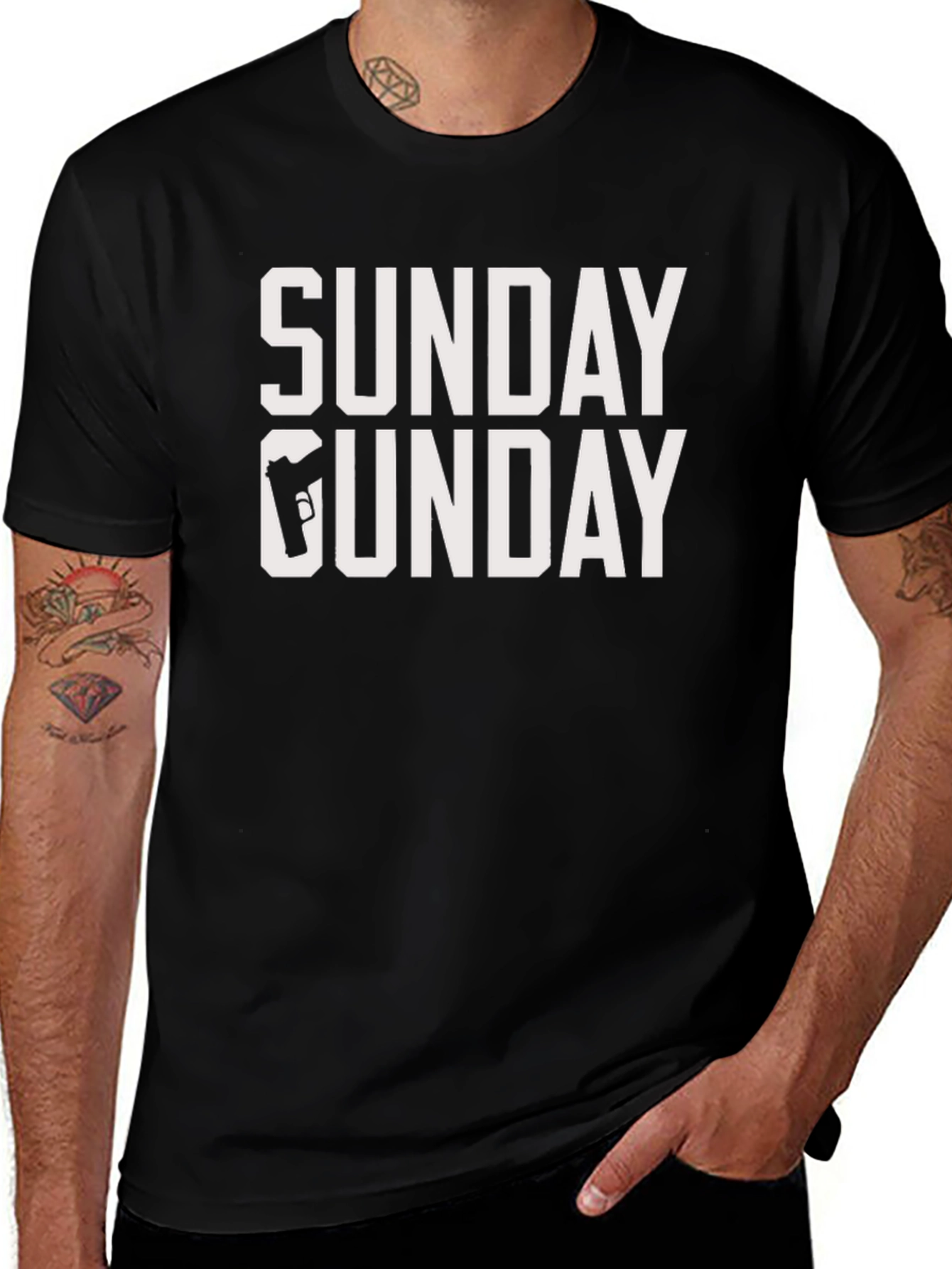 Sunday Gun Day T-Shirt - Mens Black Graphic Tee