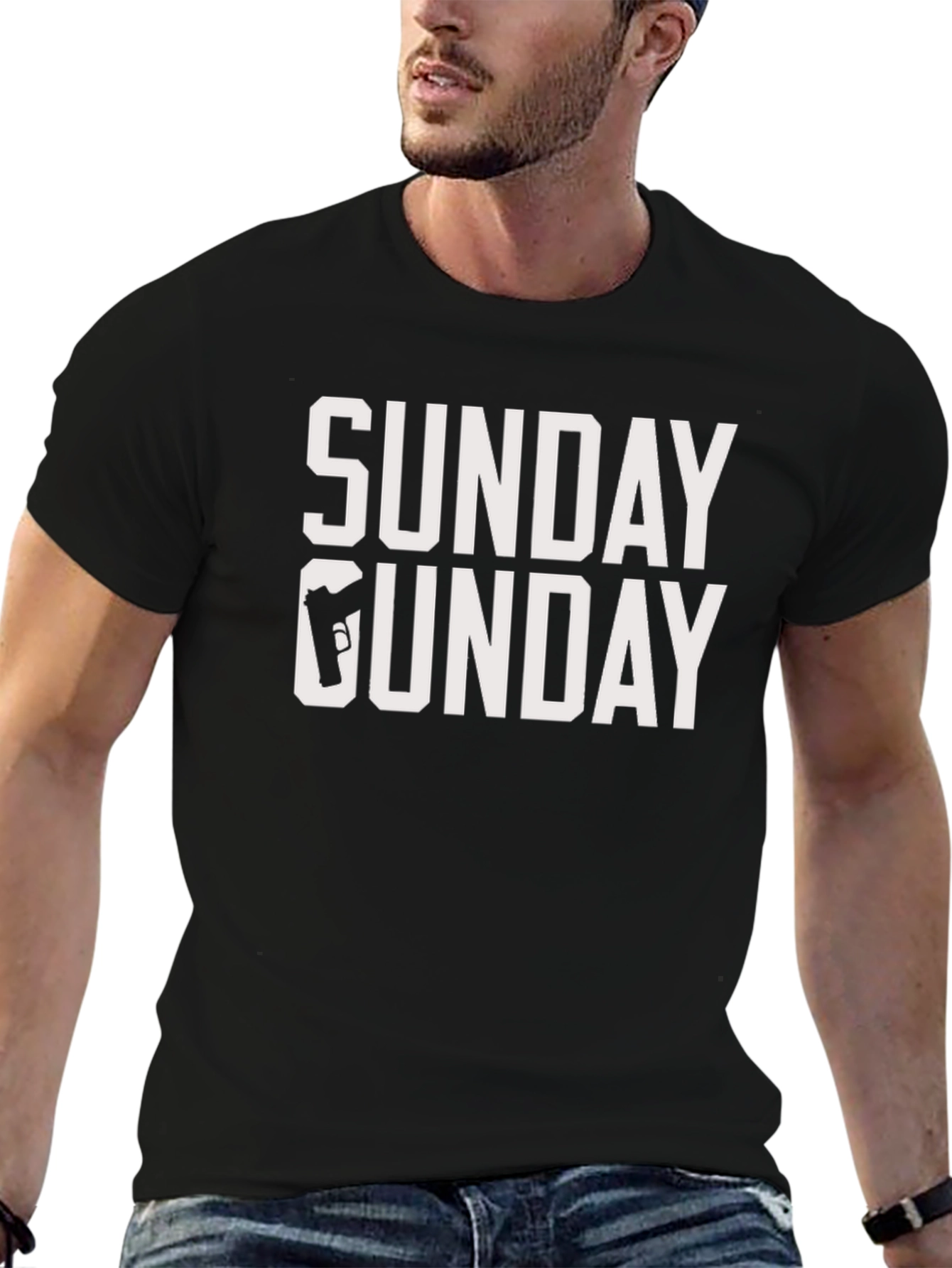 Sunday Gun Day T-Shirt - Mens Black Graphic Tee