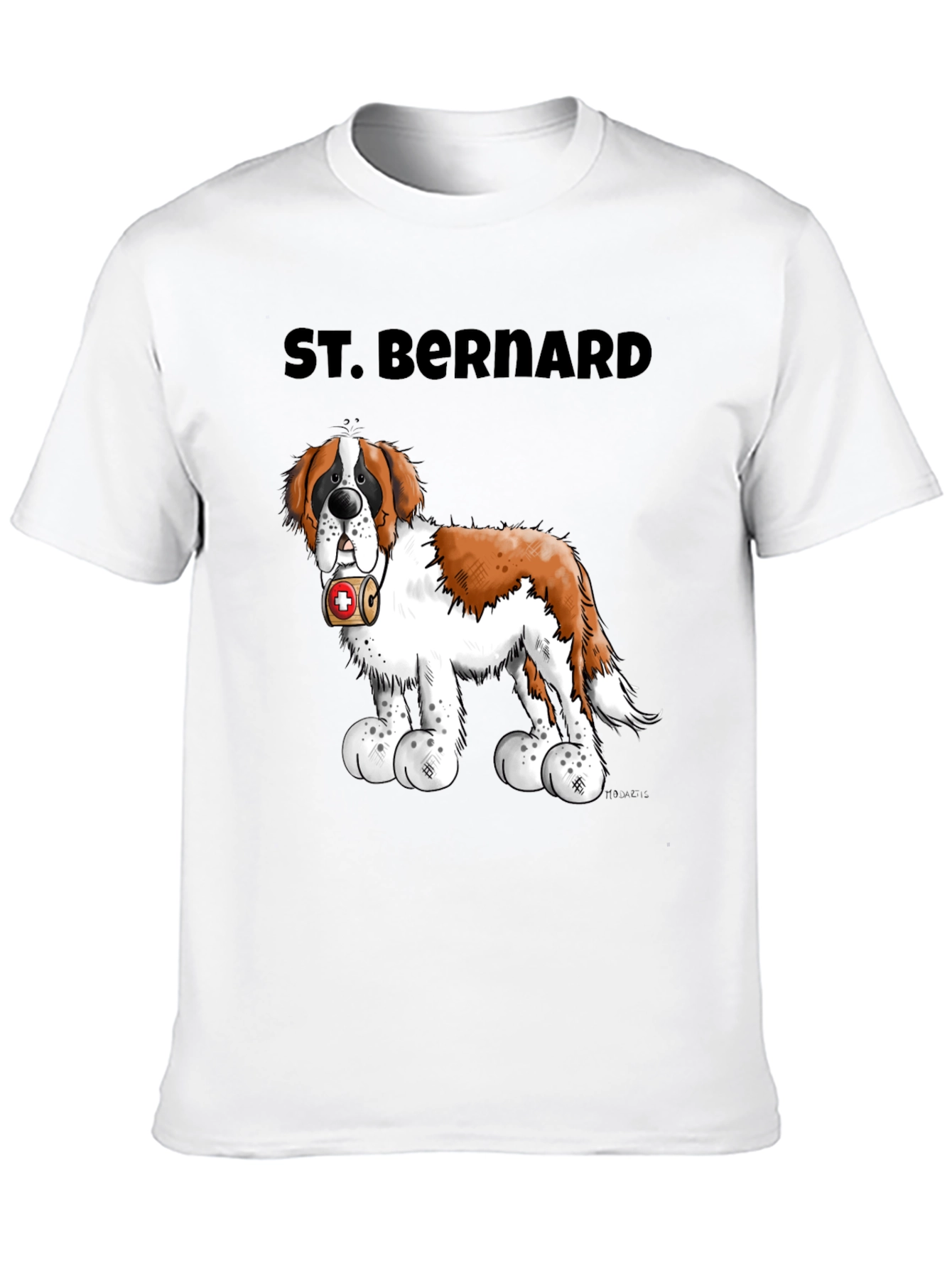 St. Bernard Dog Cartoon Black T-Shirt