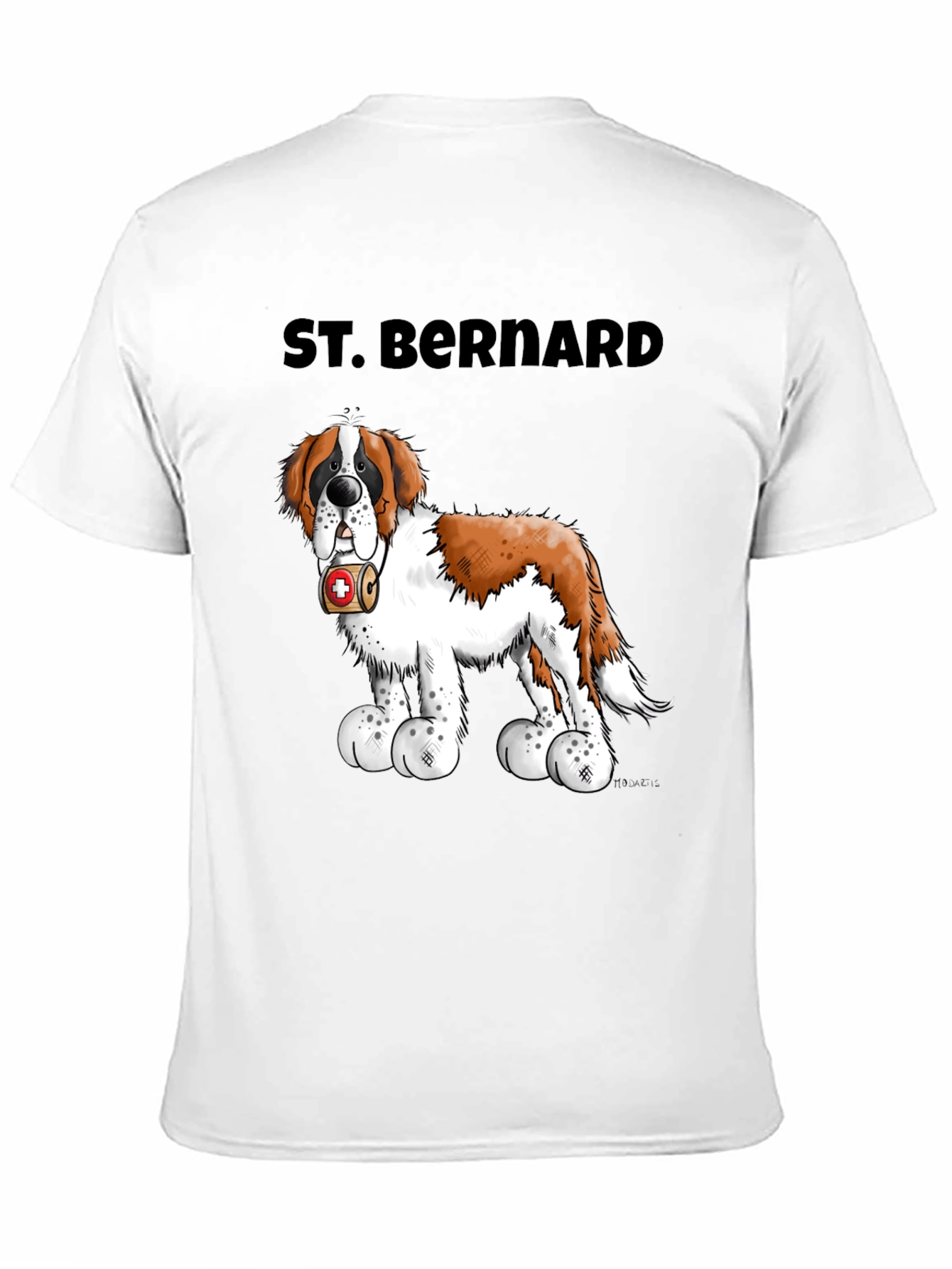 St. Bernard Dog Cartoon Black T-Shirt