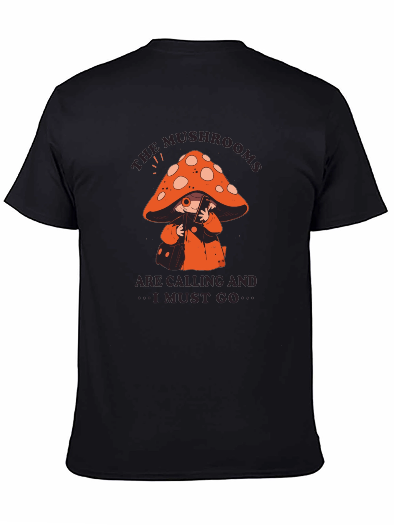 Mushroom Calling T-Shirt - Black Cotton Blend
