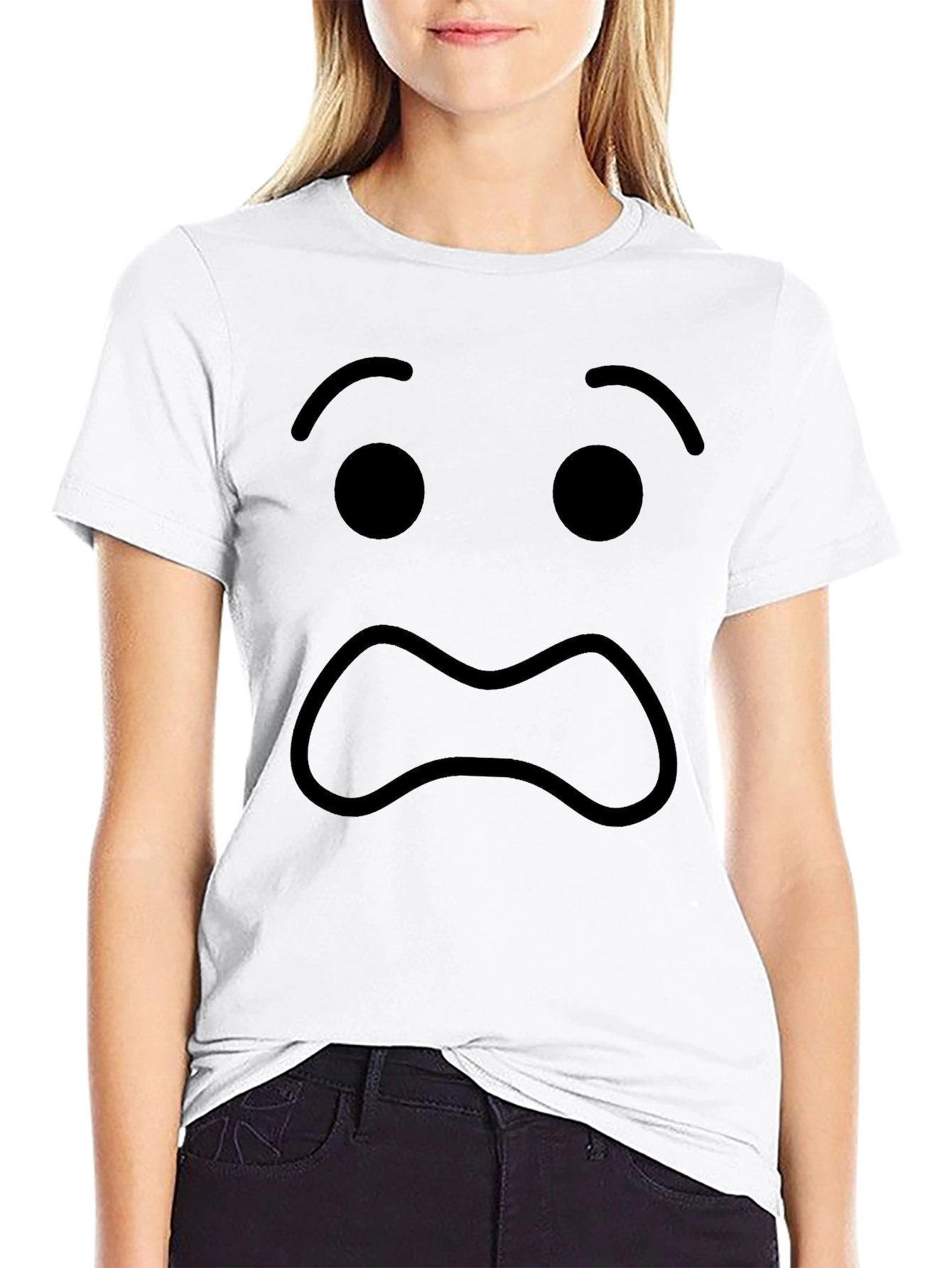 Sad Emoji Black T-Shirt - Express Yourself!