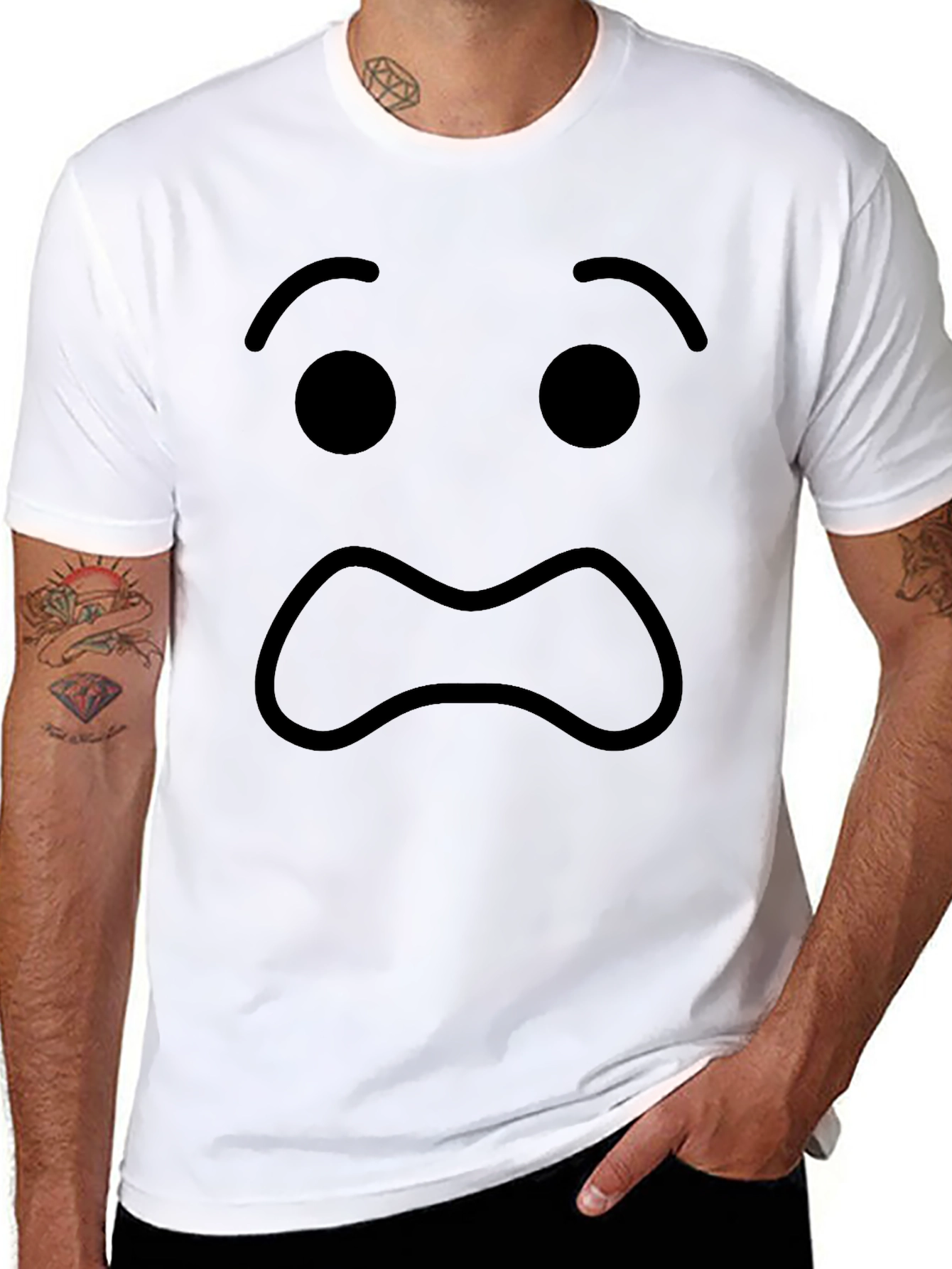 Sad Emoji Black T-Shirt - Express Yourself!