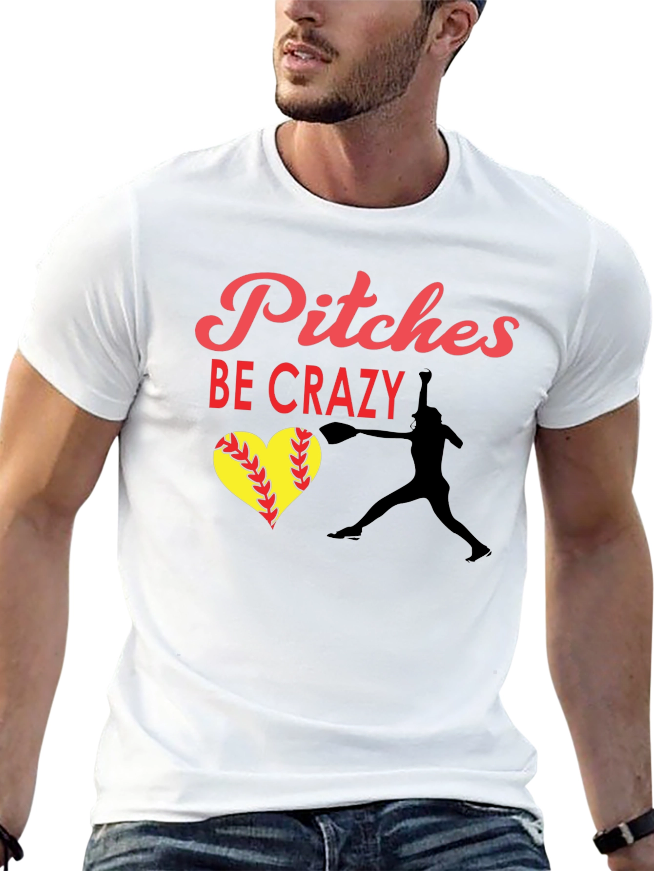 Pitches Be Crazy Softball Graphic Tee