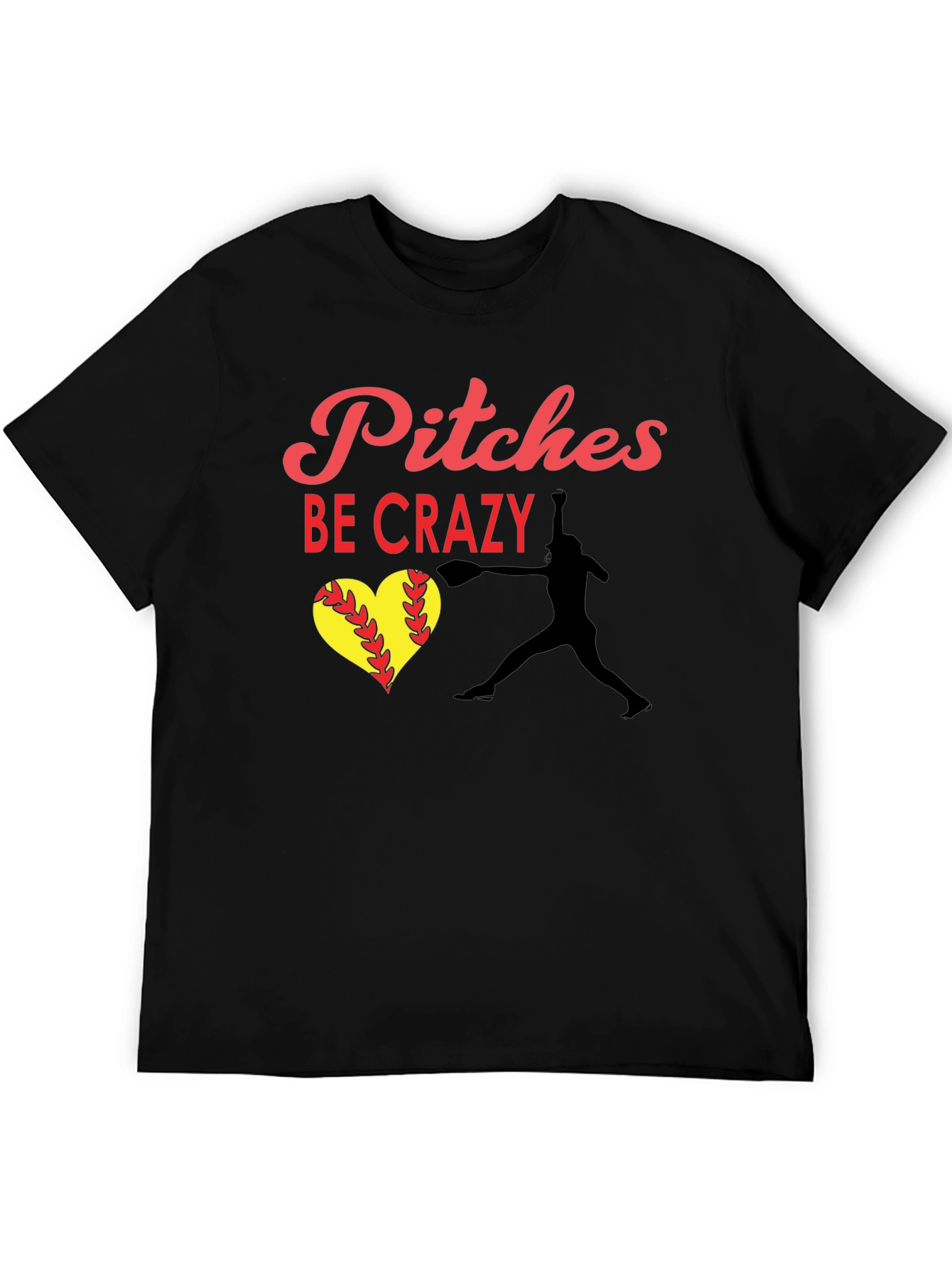Pitches Be Crazy Softball Graphic Tee