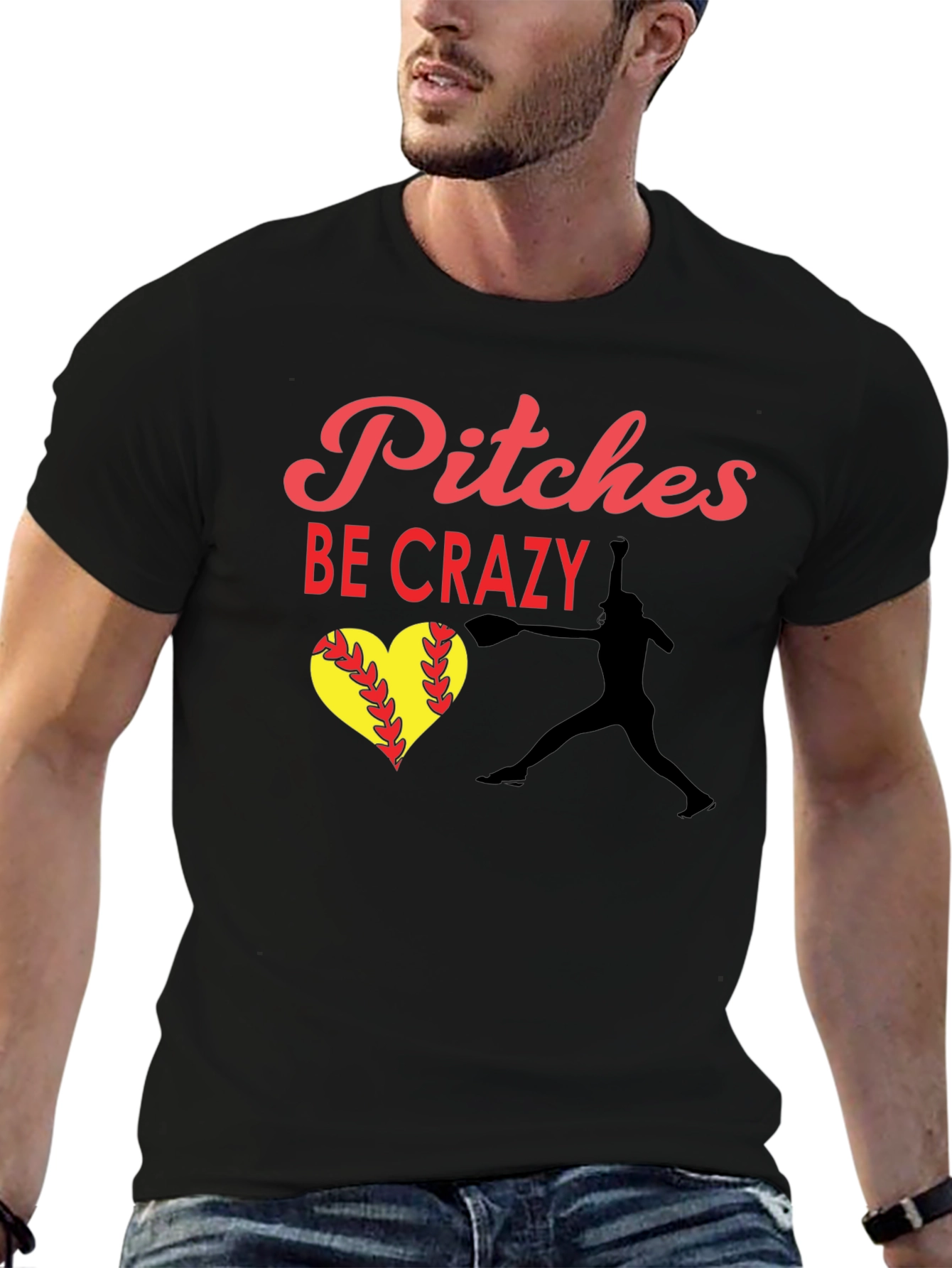 Pitches Be Crazy Softball Graphic Tee