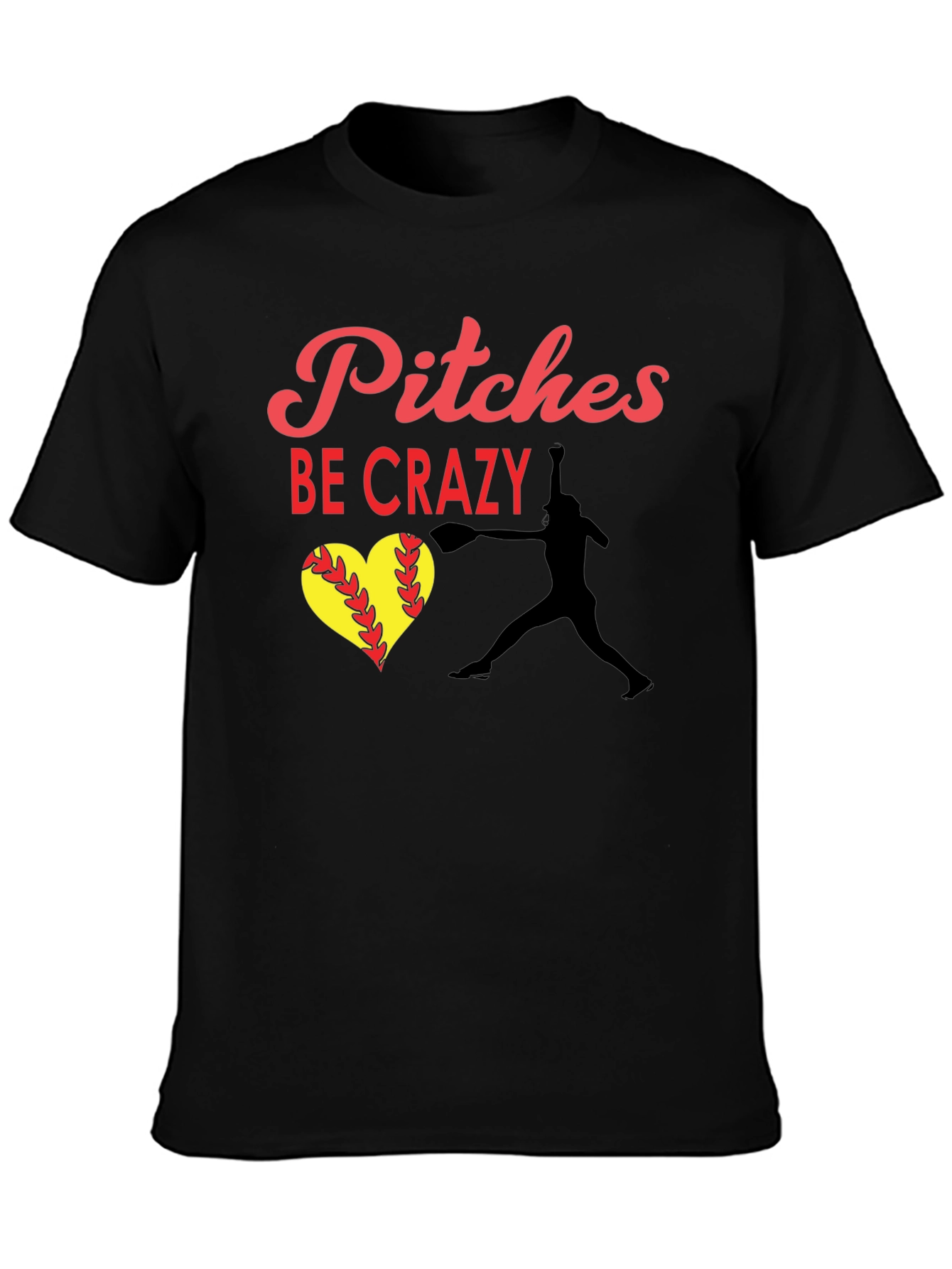 Pitches Be Crazy Softball Graphic Tee