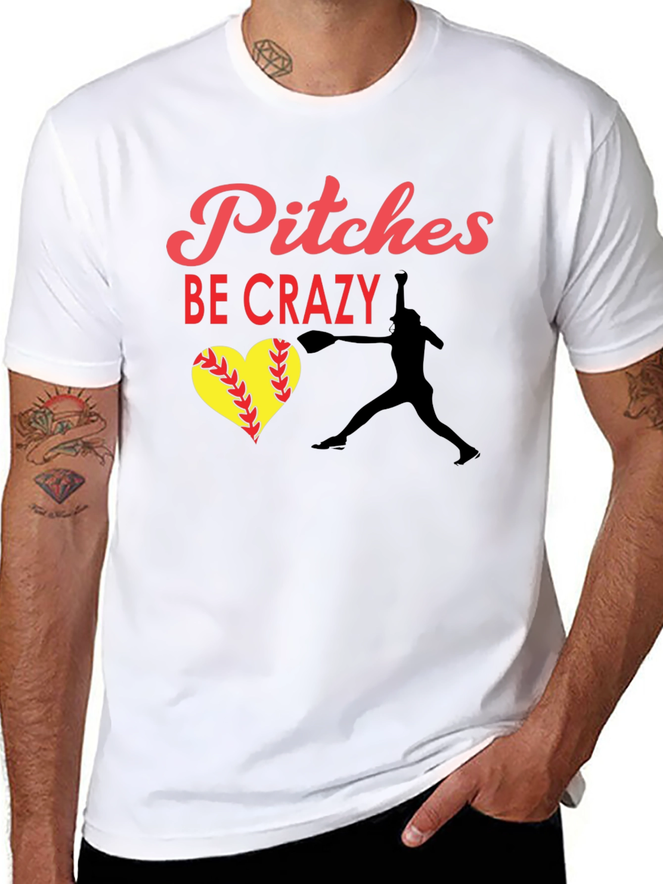 Pitches Be Crazy Softball Graphic Tee