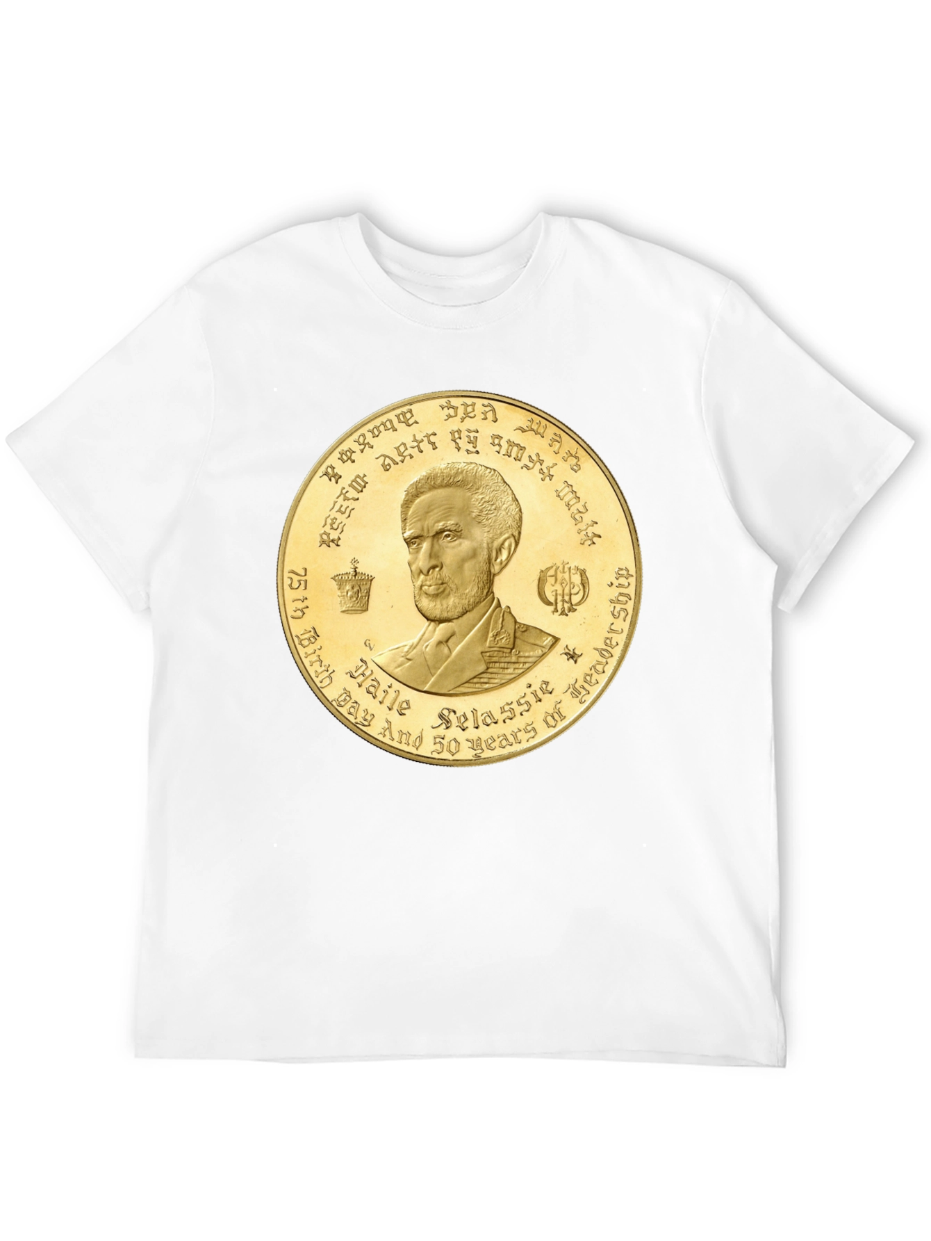 Haile Selassie Gold Coin Graphic T-Shirt