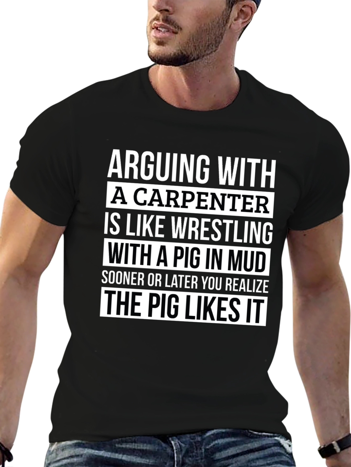 Carpenter Pig Mud Wrestling Graphic T-Shirt