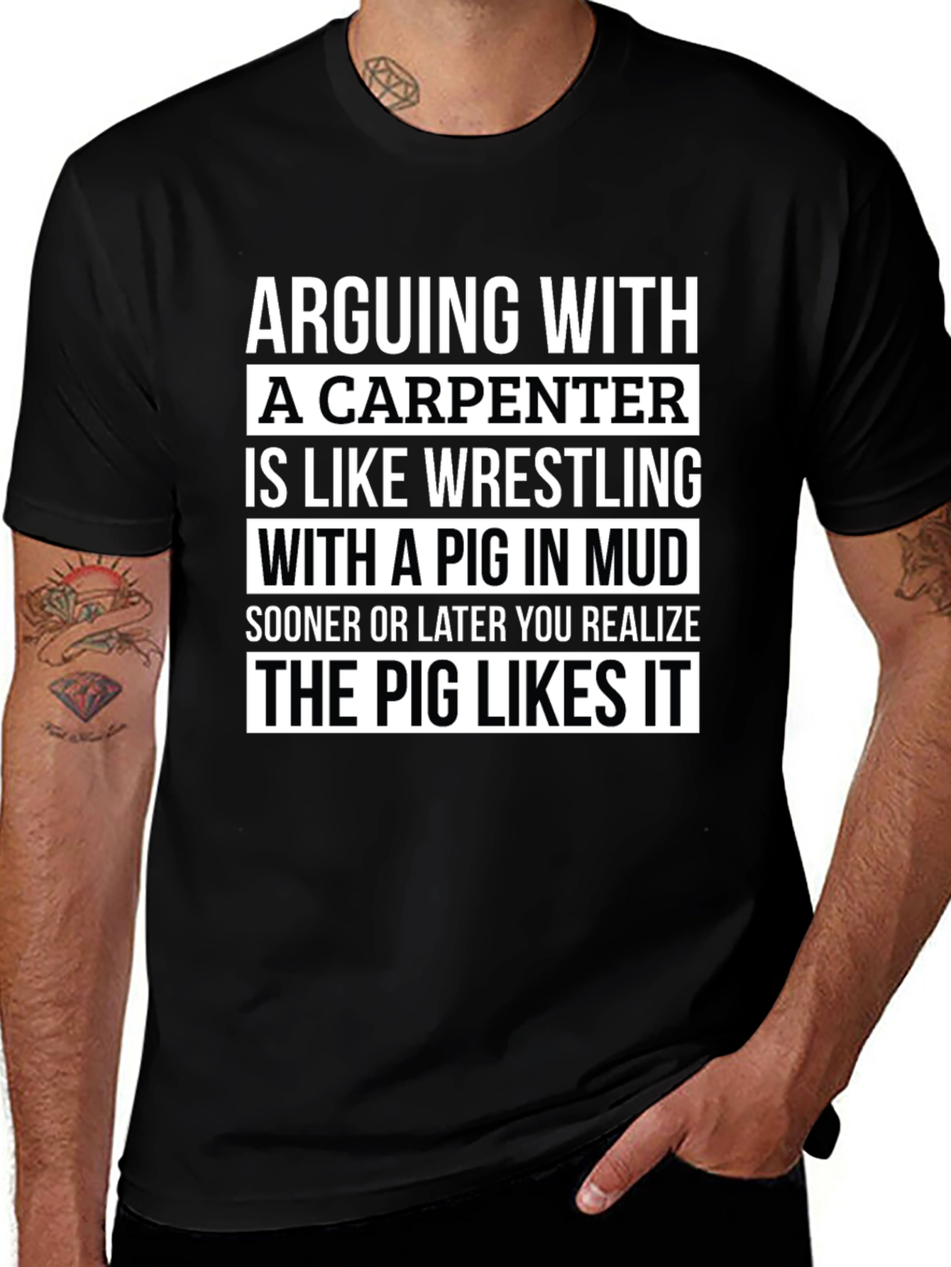 Carpenter Pig Mud Wrestling Graphic T-Shirt