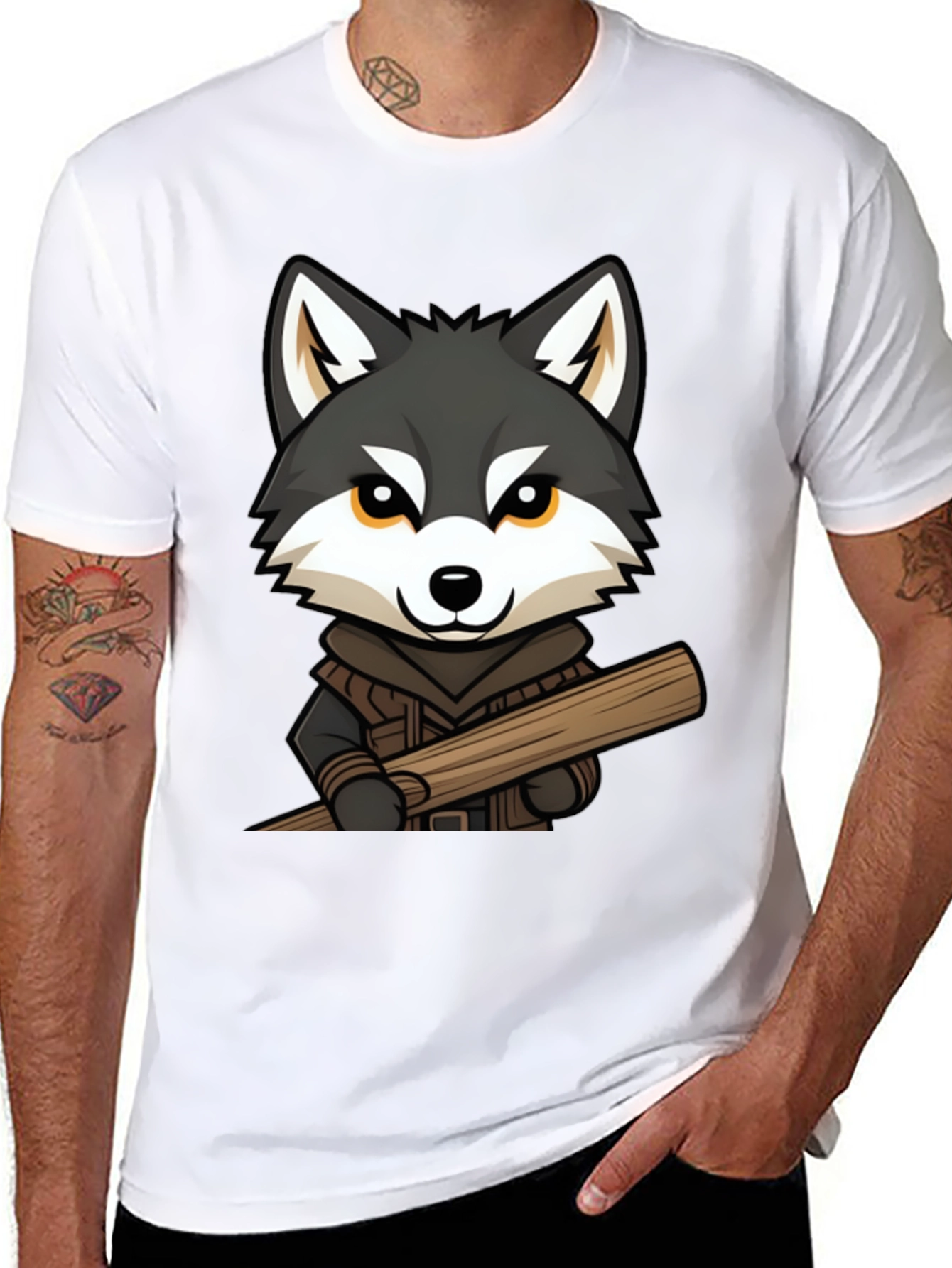 Wolf Lumberjack Cartoon Graphic T-Shirt