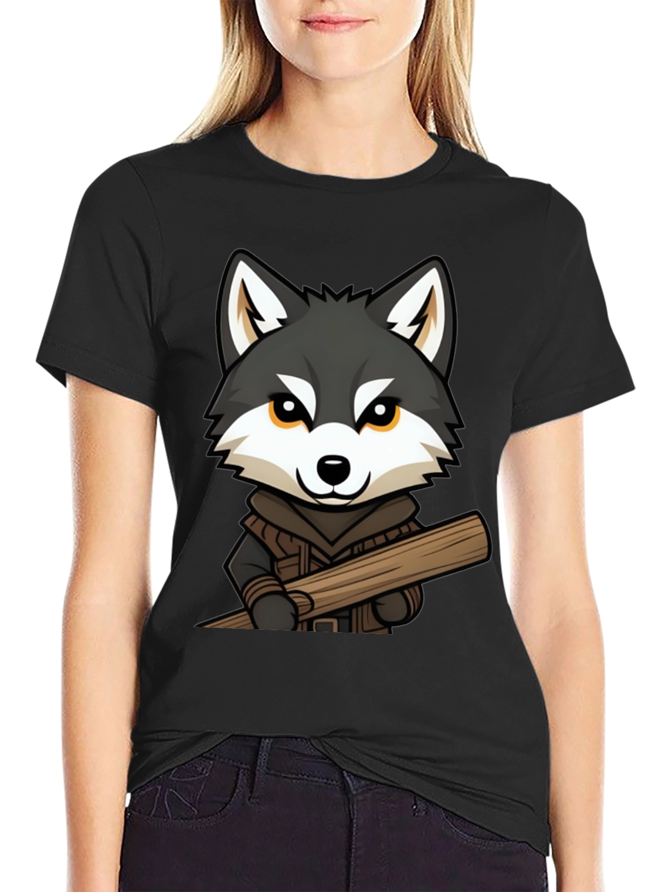 Wolf Lumberjack Cartoon Graphic T-Shirt