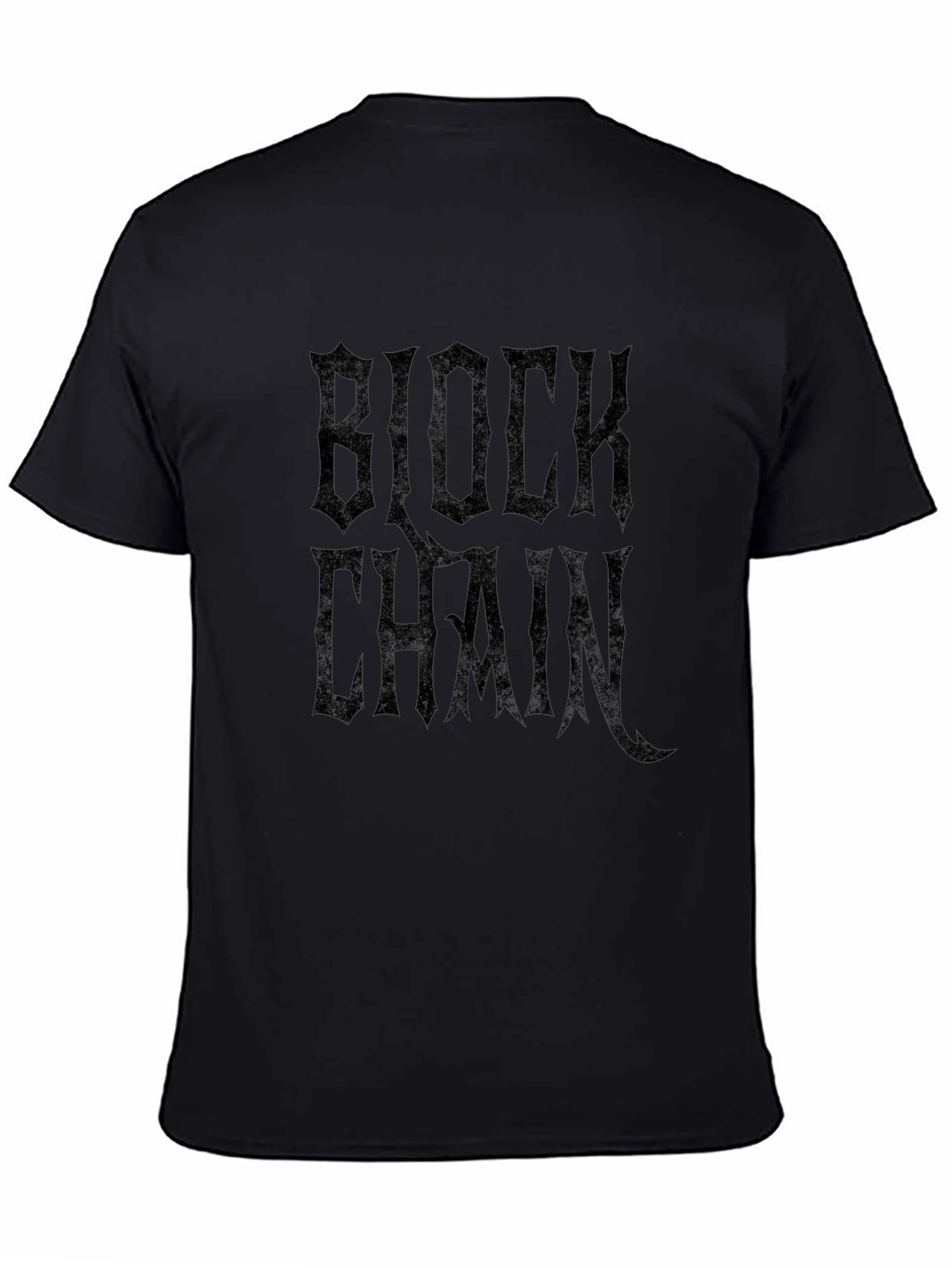 Blockchain Gothic Text Black T-Shirt