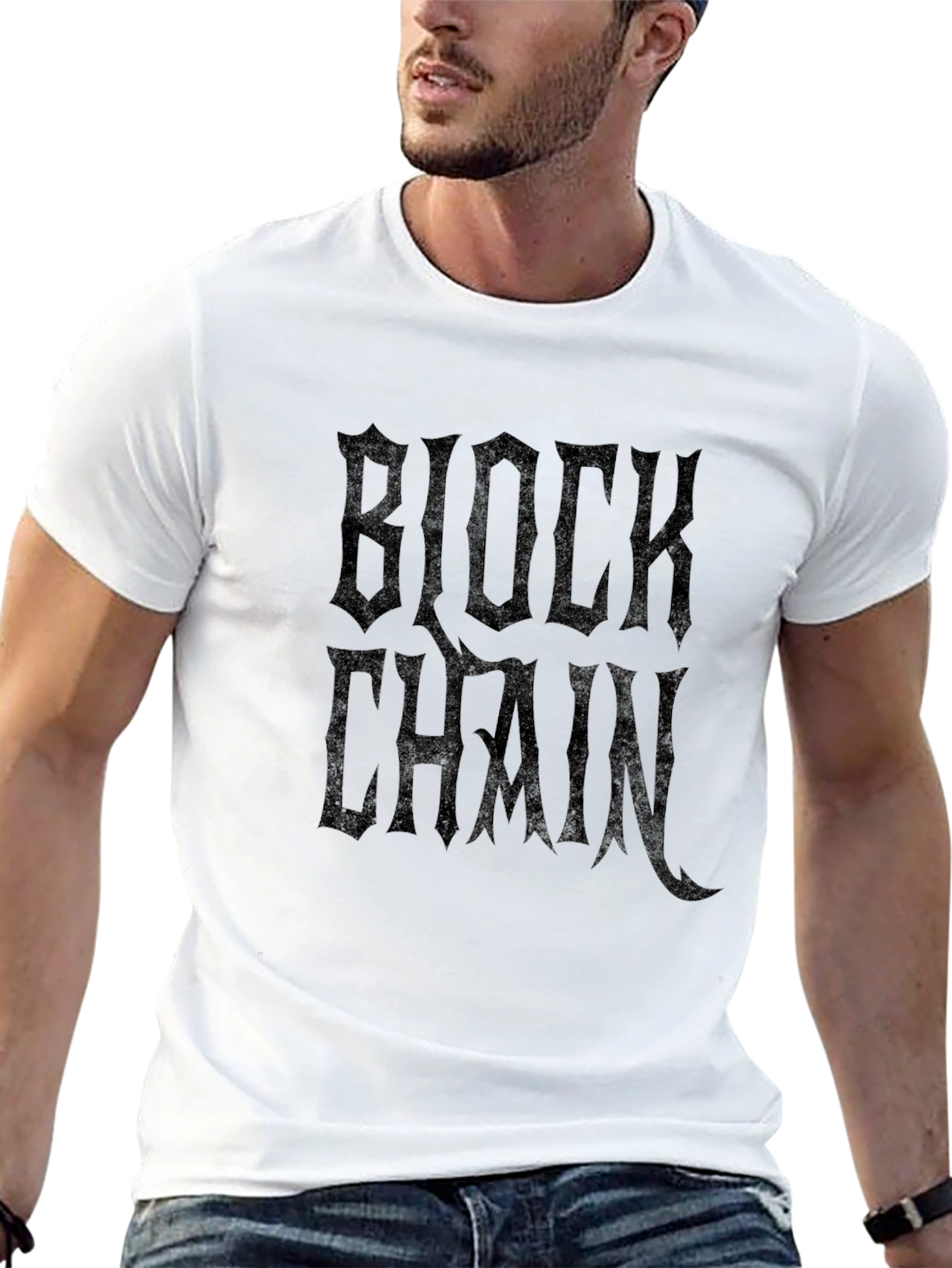 Blockchain Gothic Text Black T-Shirt