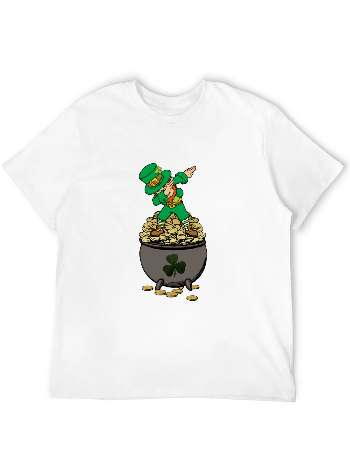 Dabbing Leprechaun on Pot of Gold Mens T-Shirt