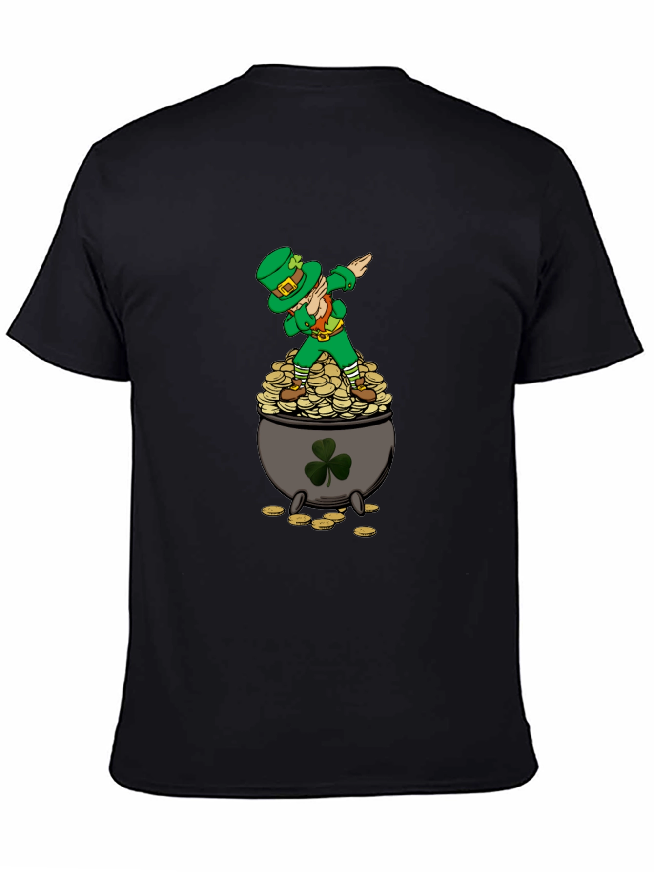 Dabbing Leprechaun on Pot of Gold Mens T-Shirt