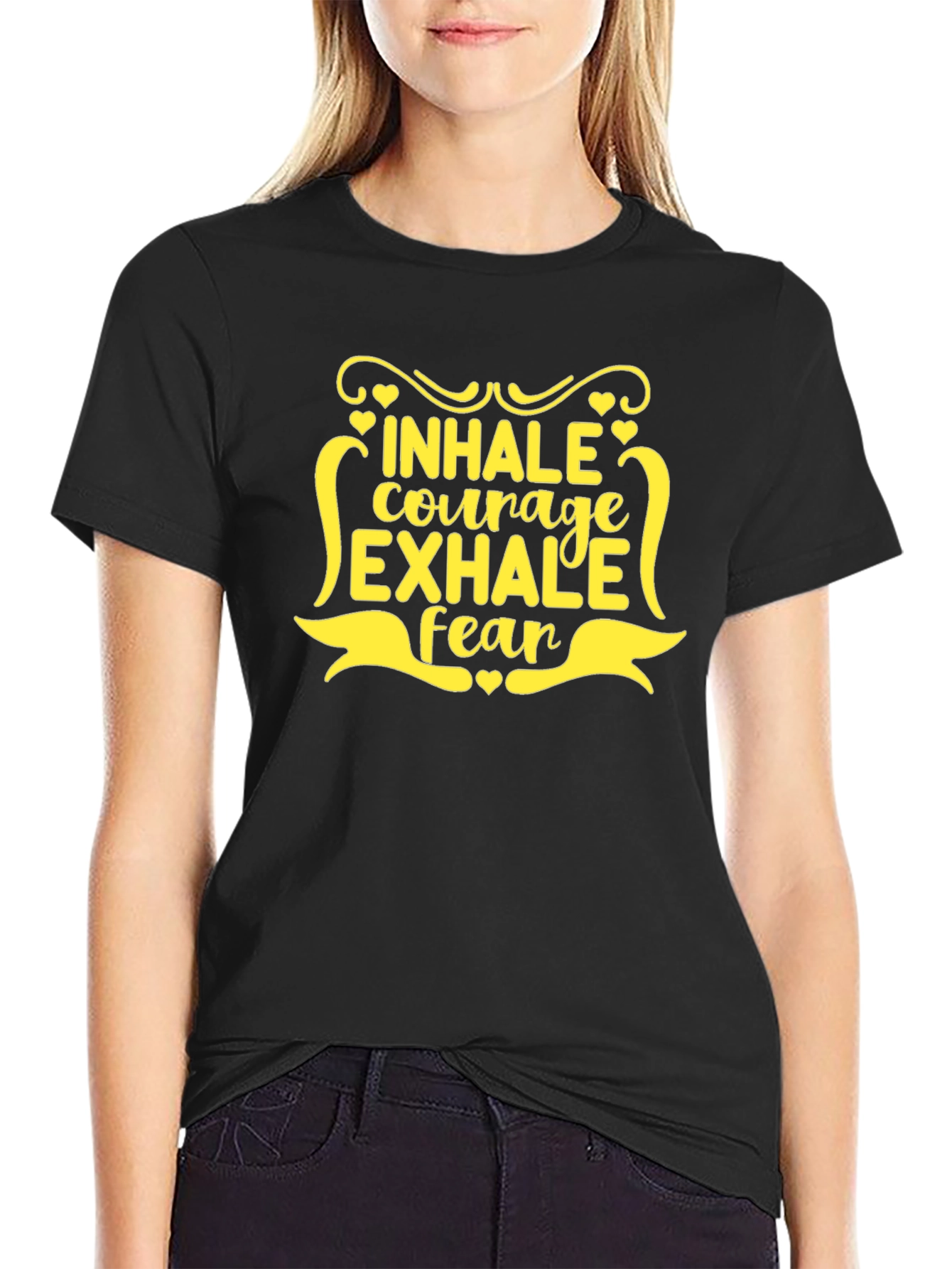 Inhale Courage Exhale Fear Black T-Shirt