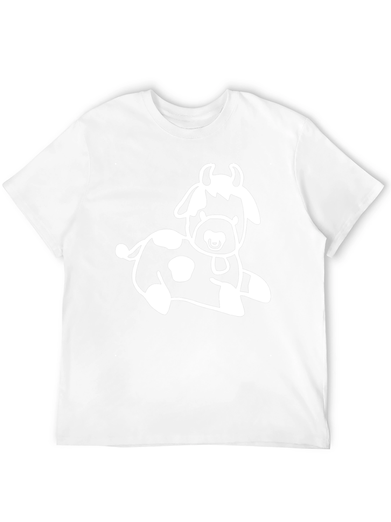 Mens Black T-Shirt with White Cow Graphic