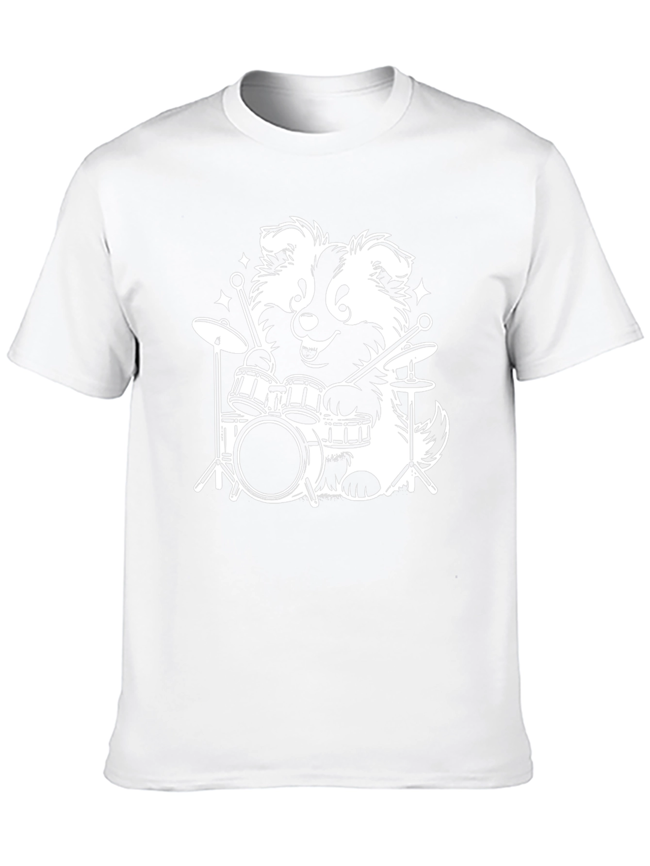 Dog Drummer Graphic Tee - Black Cotton T-Shirt